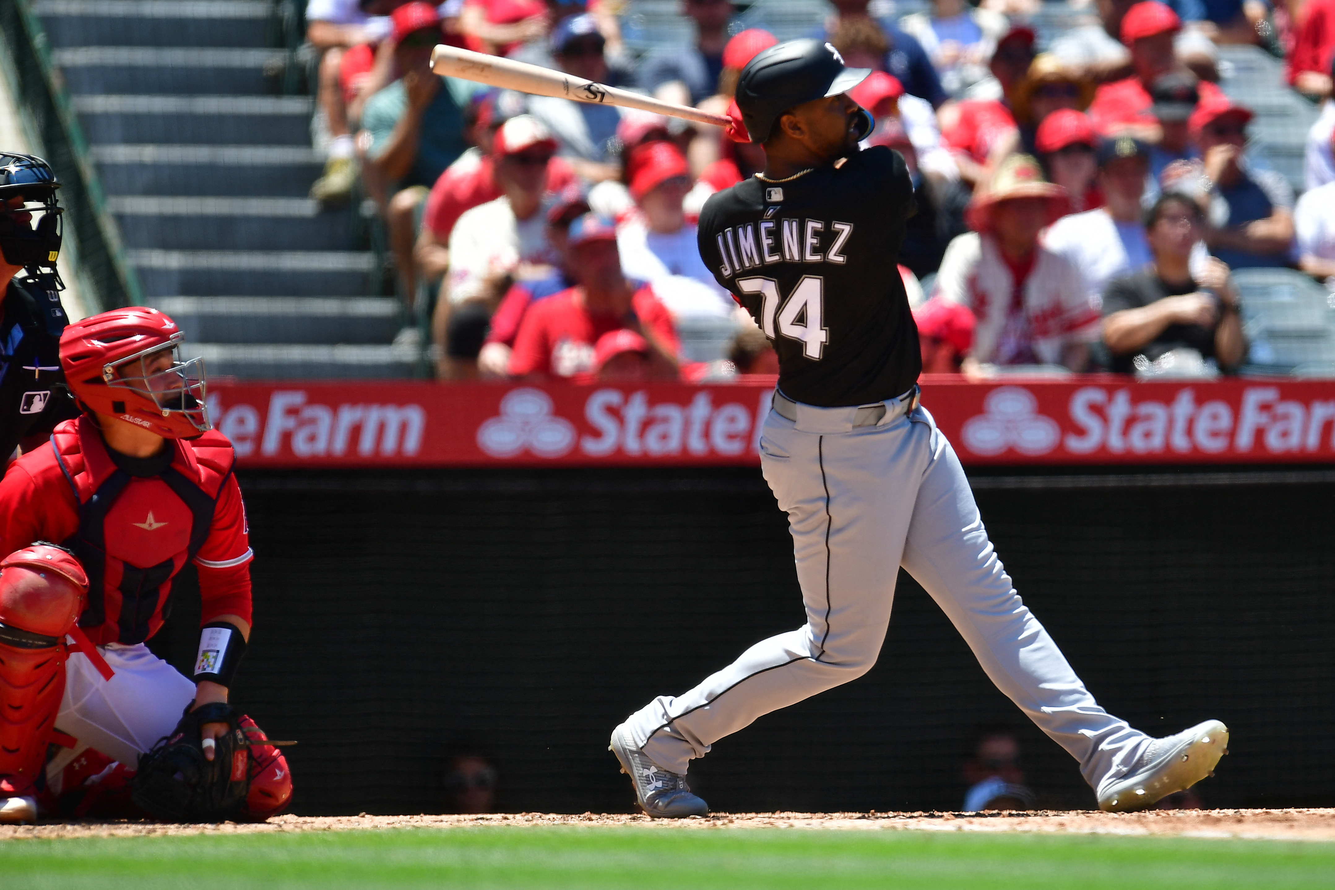 ANAHEIM, CA - JUNE 27: Chicago White Sox center fielder Luis Robert (88)  during an at bat in an MLB baseball game against the Los Angeles Angels  played on June 27, 2023