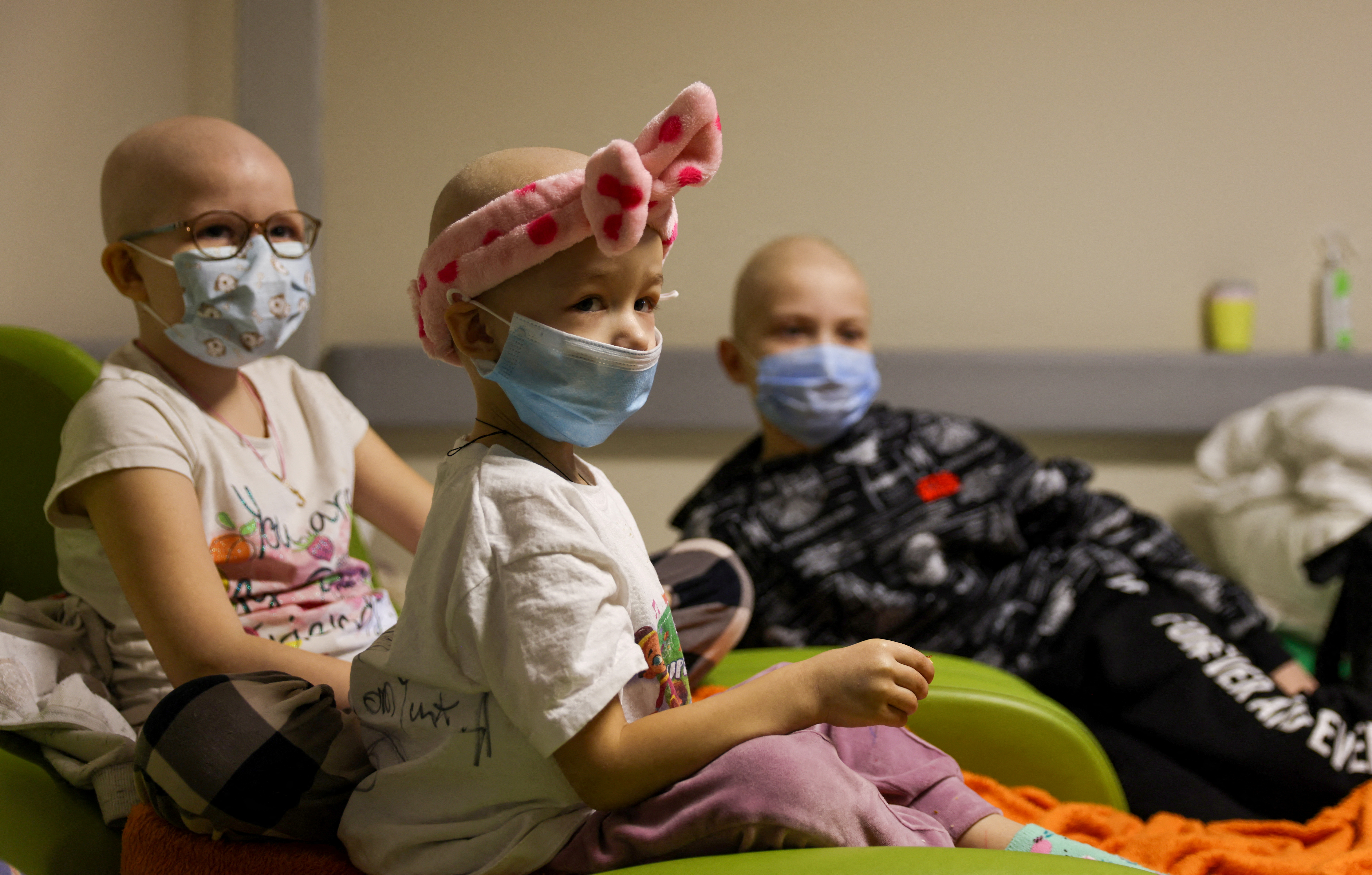 Children patients whose treatments are underway stay in one of the shelters of Okhmadet Children's Hospital