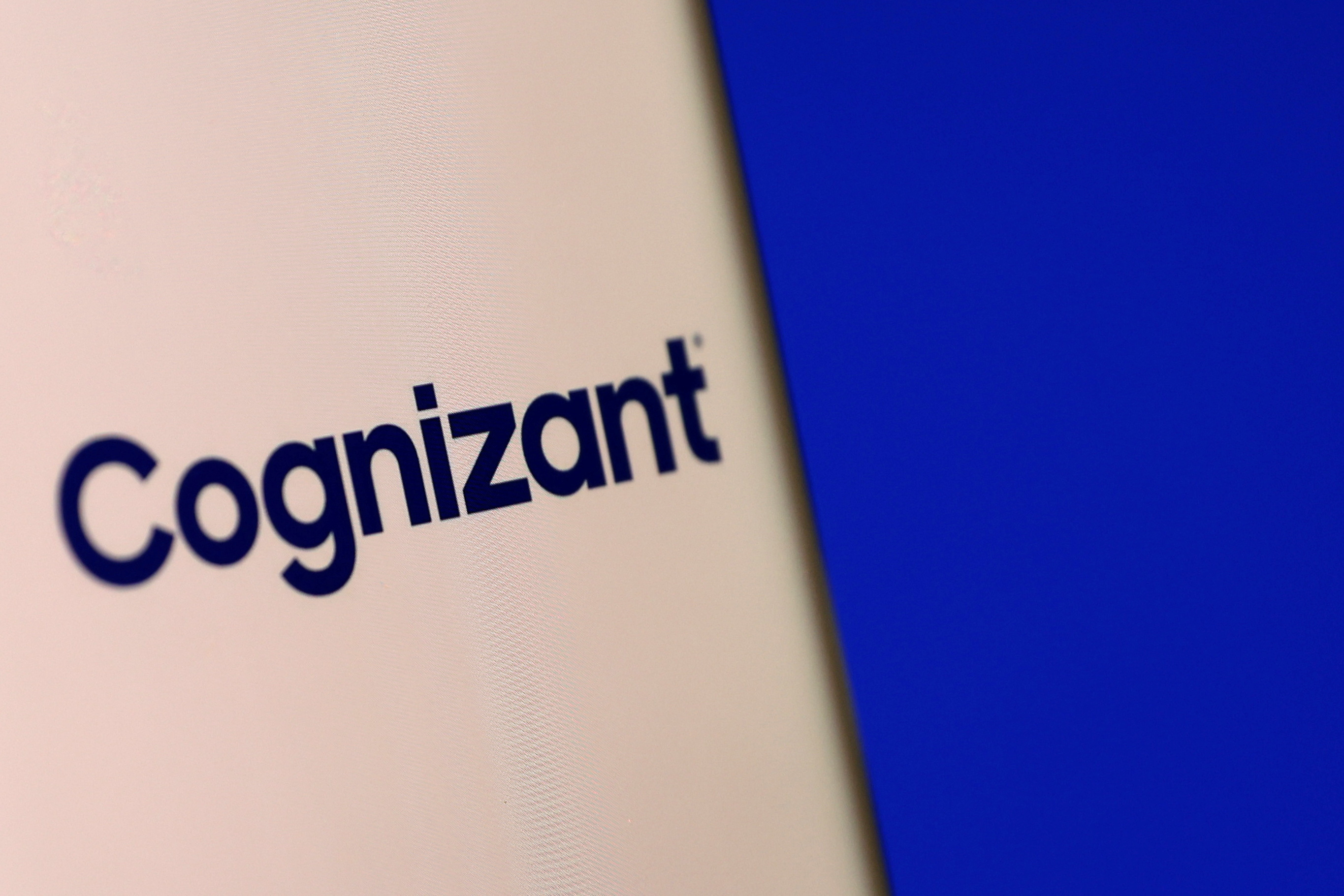 Illustration shows smartphone with Cognizant's logo displayed