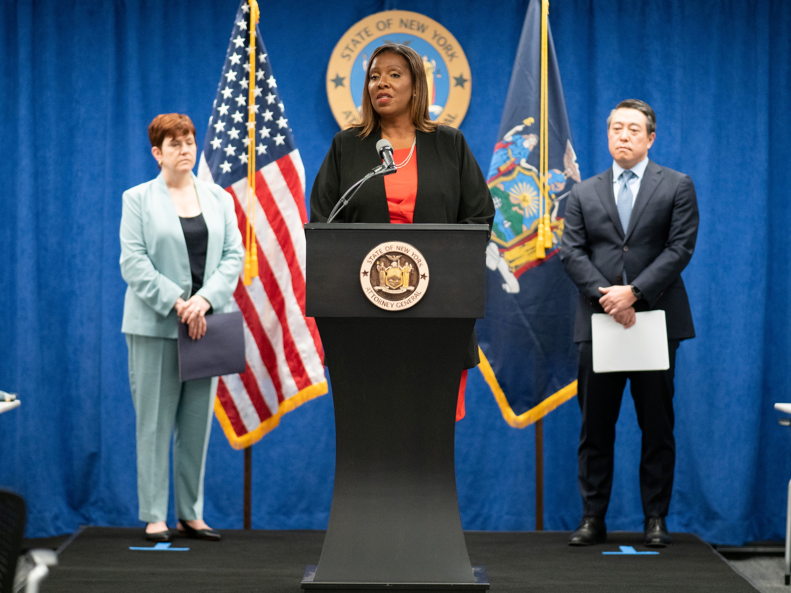 News conference regarding New York Governor Andrew Cuomo in New York City