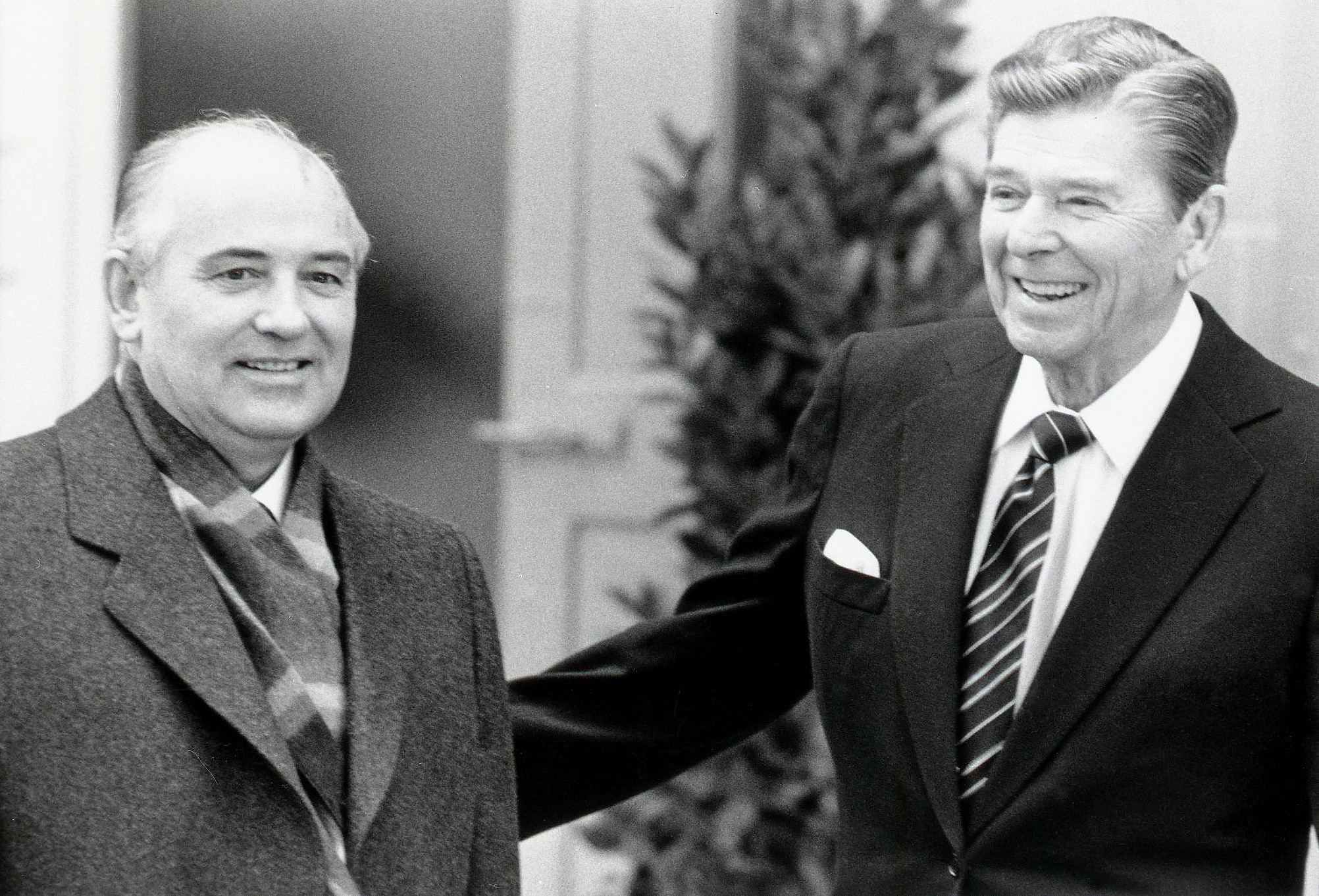 Soviet leader Mikhail Gorbachev meets U.S. President Ronald Reagan in Geneva, Switzerland