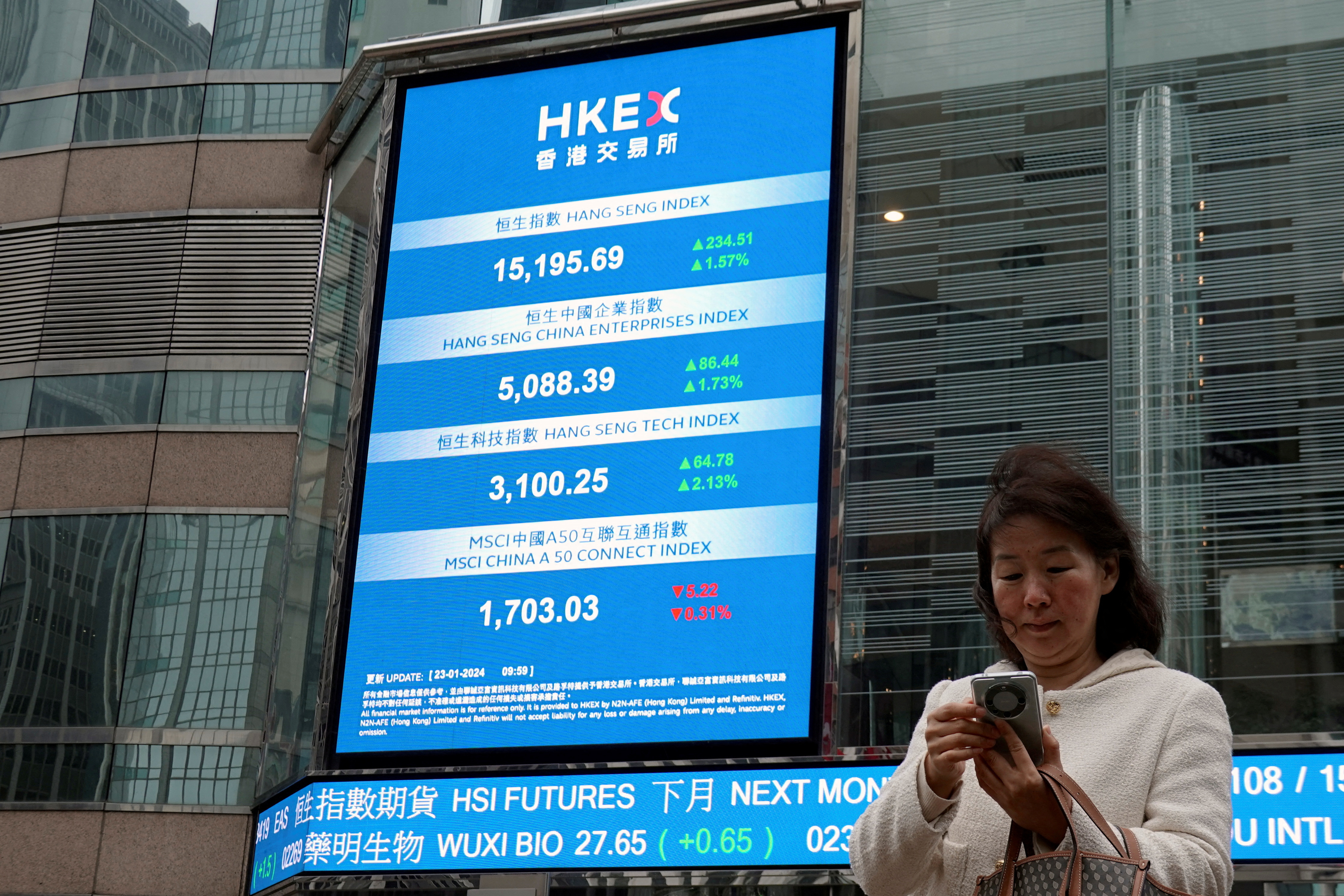 Display of stock information in Hong Kong