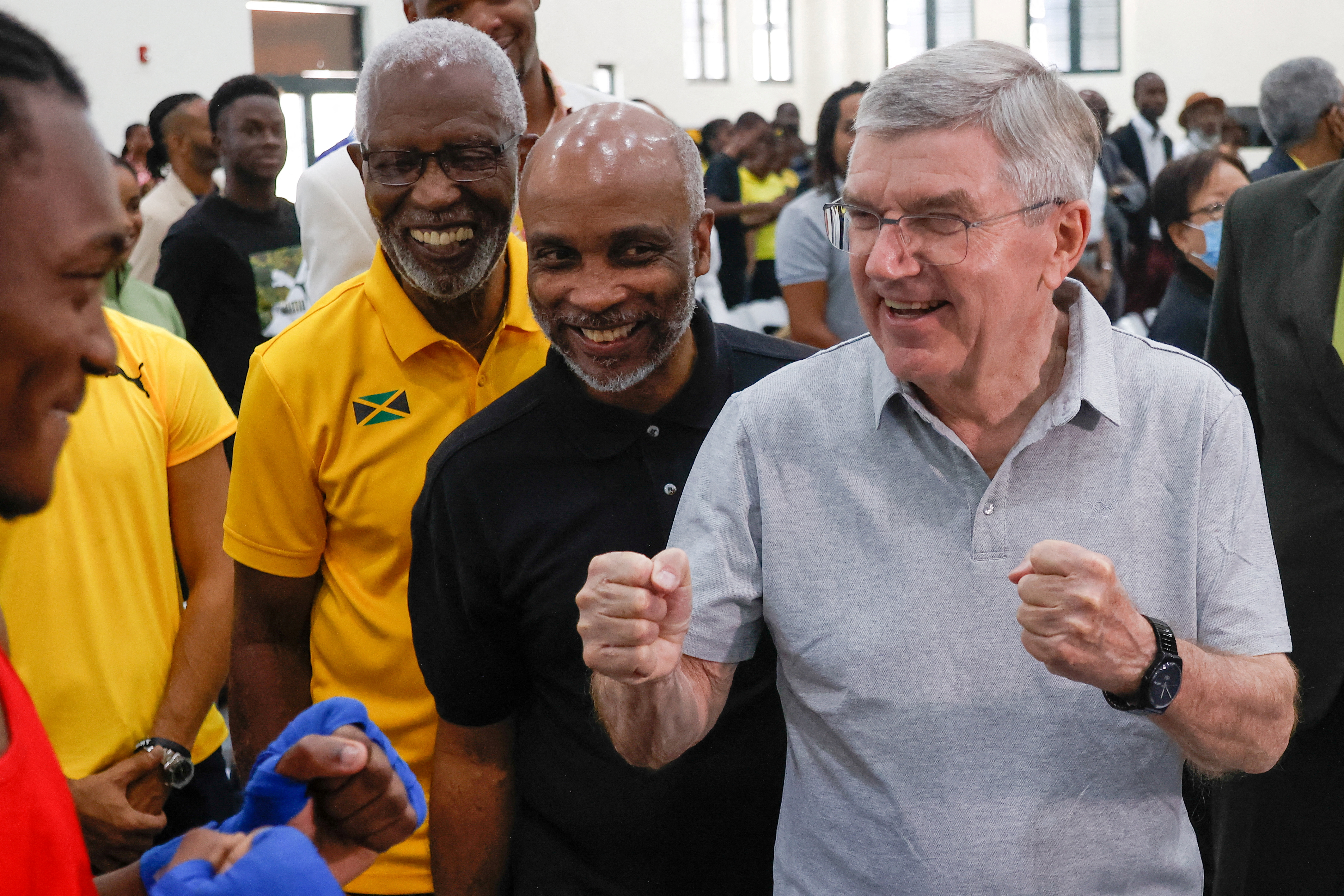 Thomas Bach president of the International Olympic Committee in Jamaica