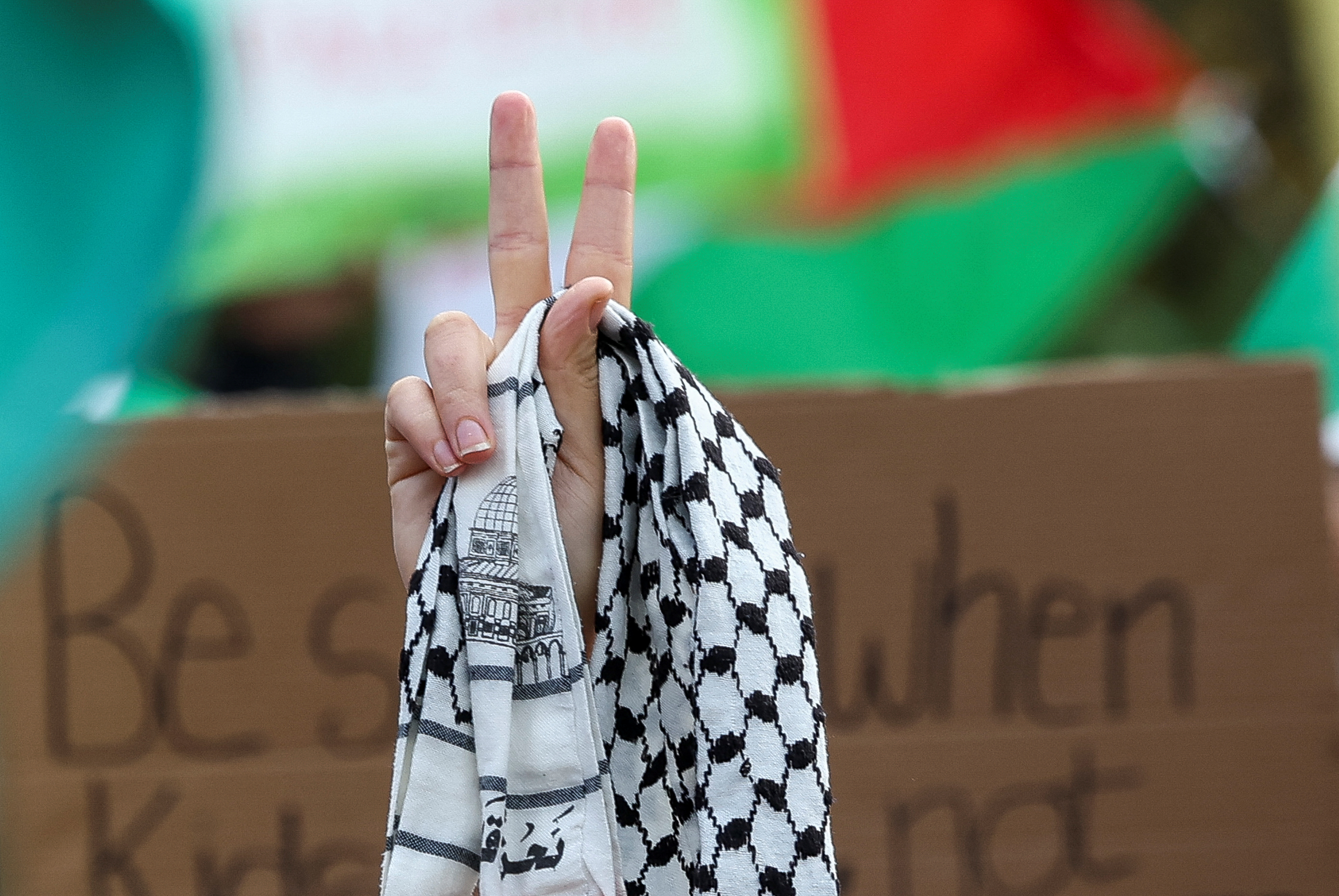 Protest in support of Palestinians in Gaza in front of EU headquarters in Brussels