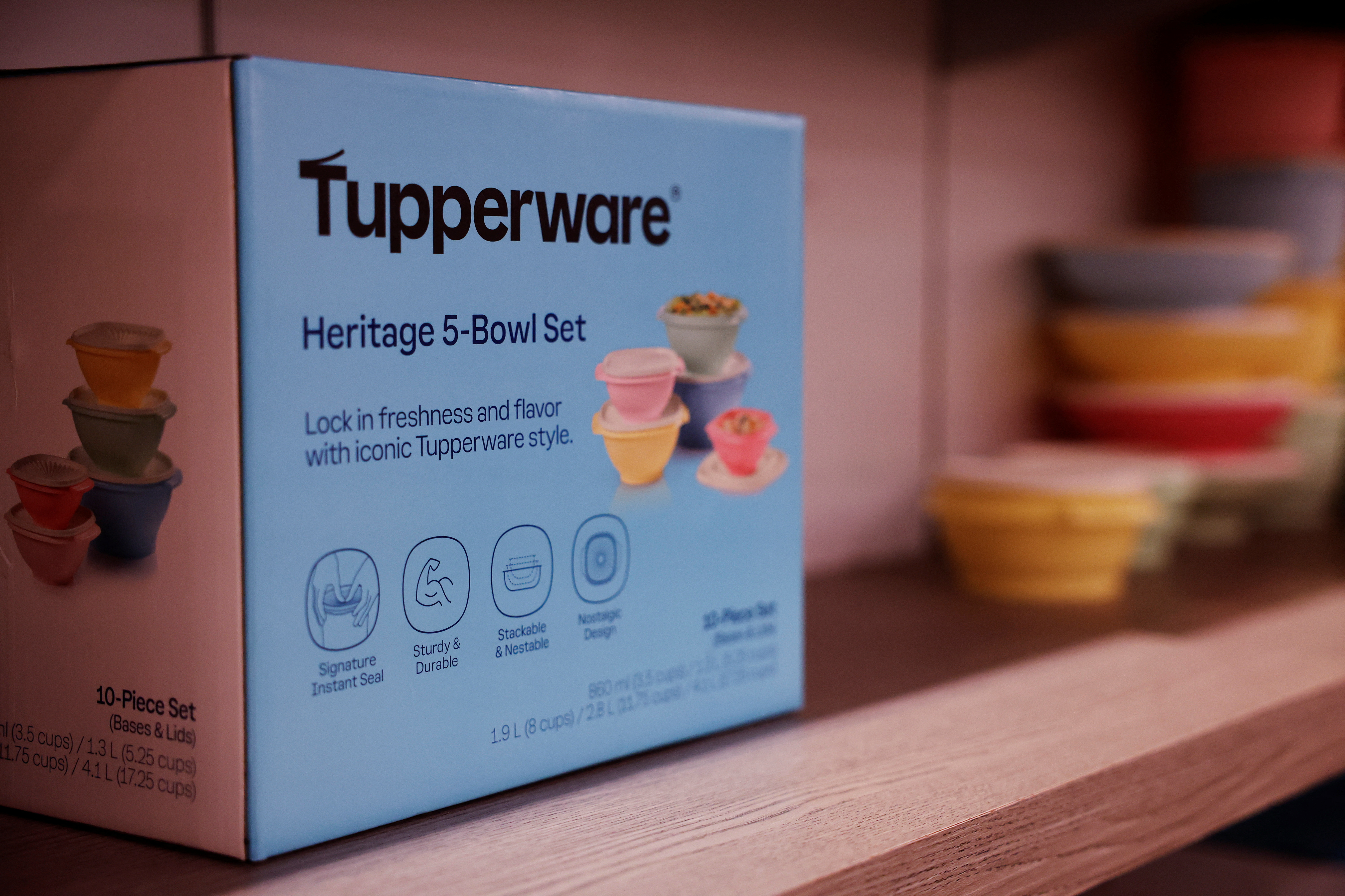 Tupperware products are seen on display at a store in New York City