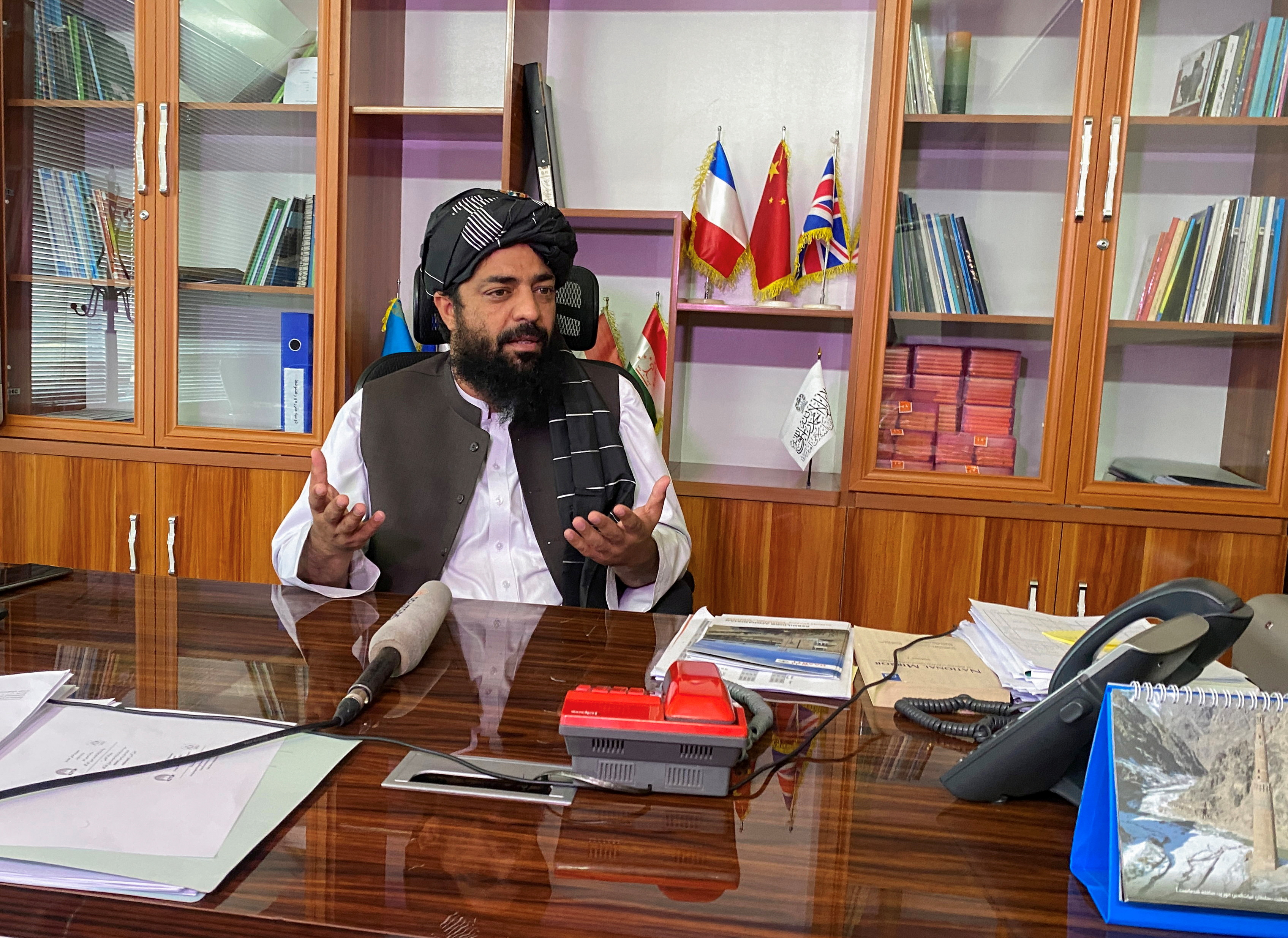 Waheedullah Hashimi, Director of External Programmes and Aid at the Ministry of Education, speaks during an interview in Kabul, Afghanistan October 31, 2021. Picture taken on October 31, 2021. REUTERS/Yosri Al Jamal