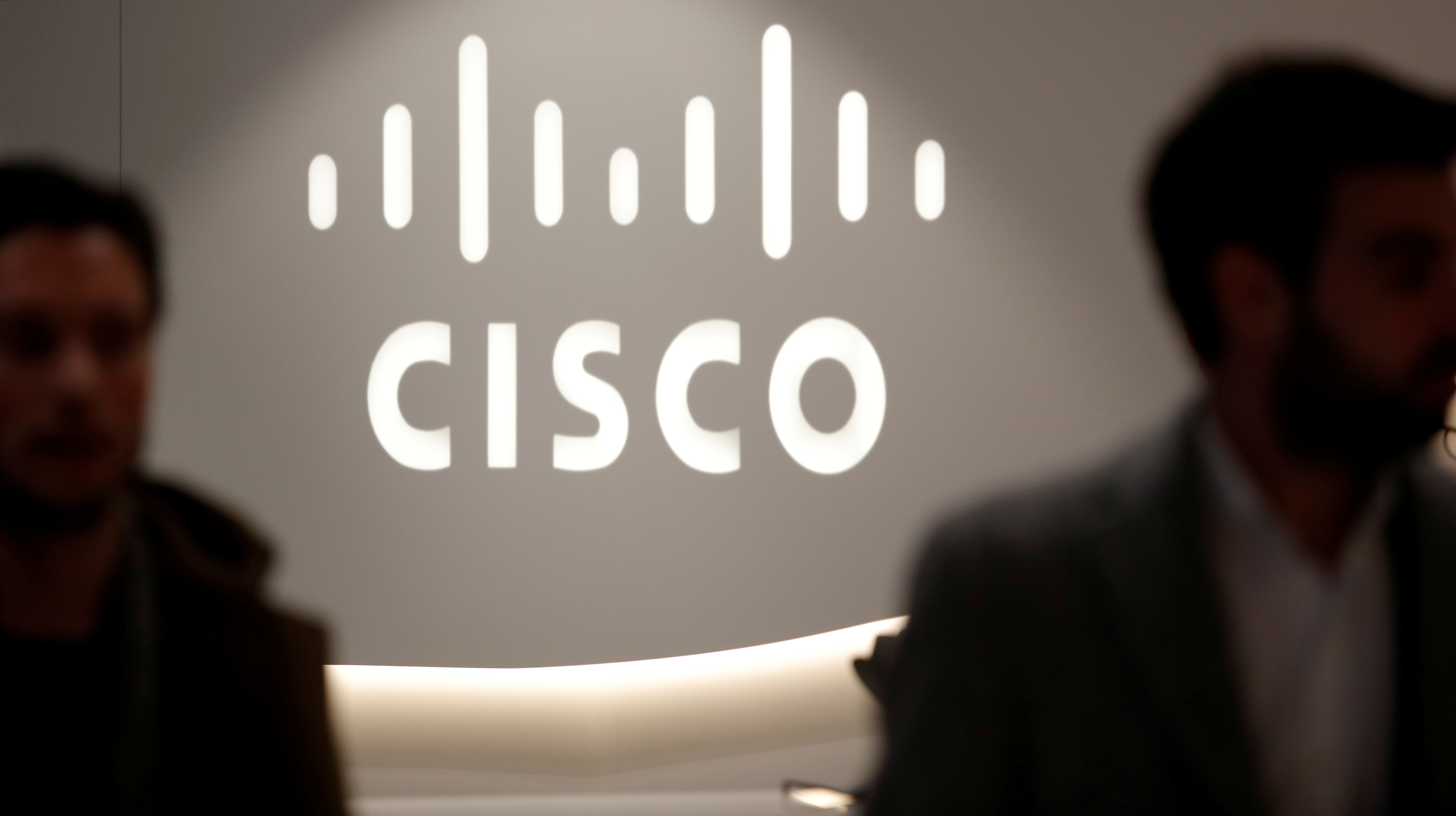 The logo of US networks giant Cisco Systems is seen at their headquarters in Issy-les-Moulineaux, near Paris