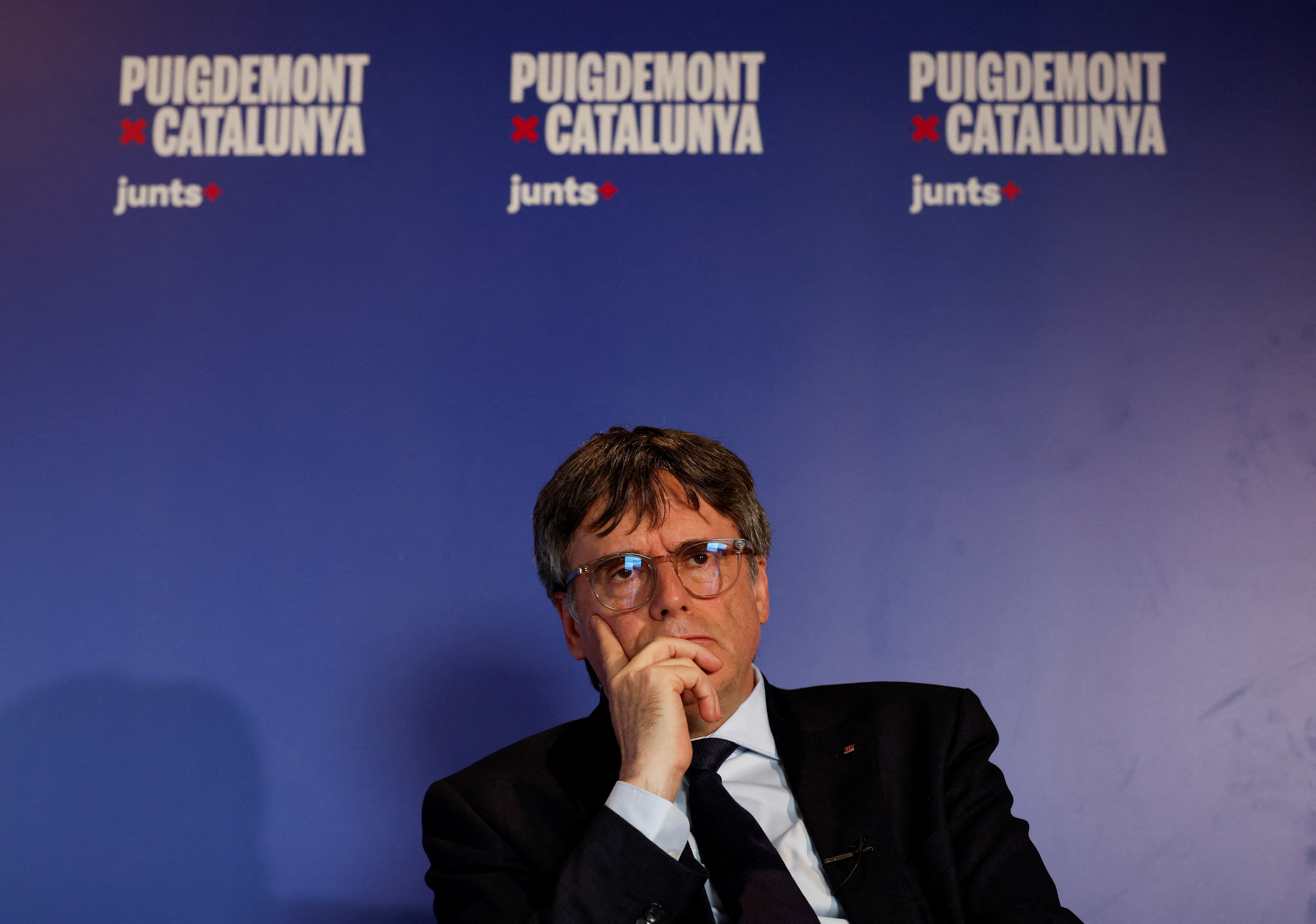 Together for Catalonia (Junts per Catalunya) regional Candidate Carles Puigdemont attends an interview in Perpignan