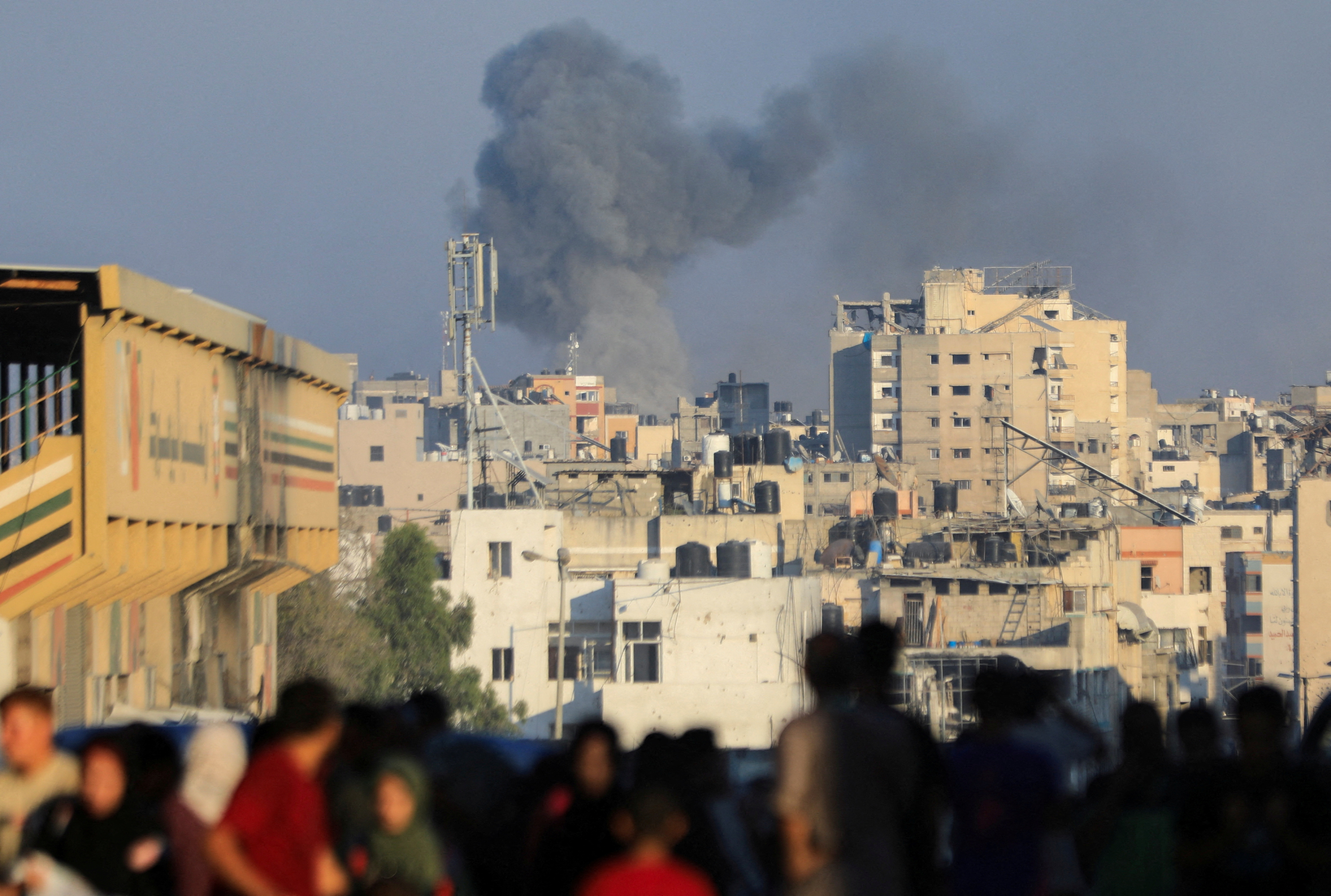 Smoke rises during an Israeli air strike, amid Israel-Hamas conflict, in Gaza City