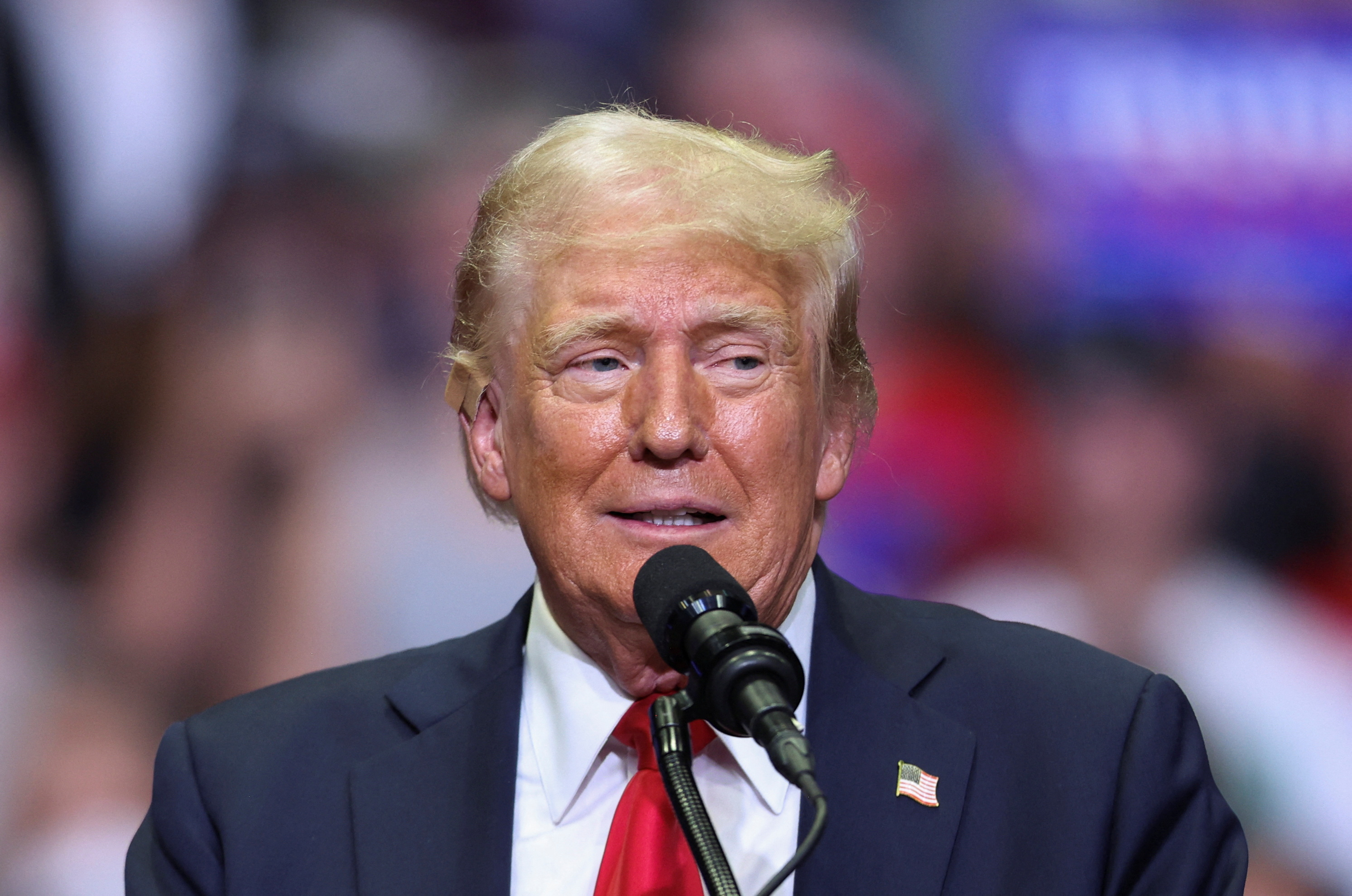 Republican presidential nominee Trump holds a campaign rally with his running mate Vance for the first time, in Grand Rapids