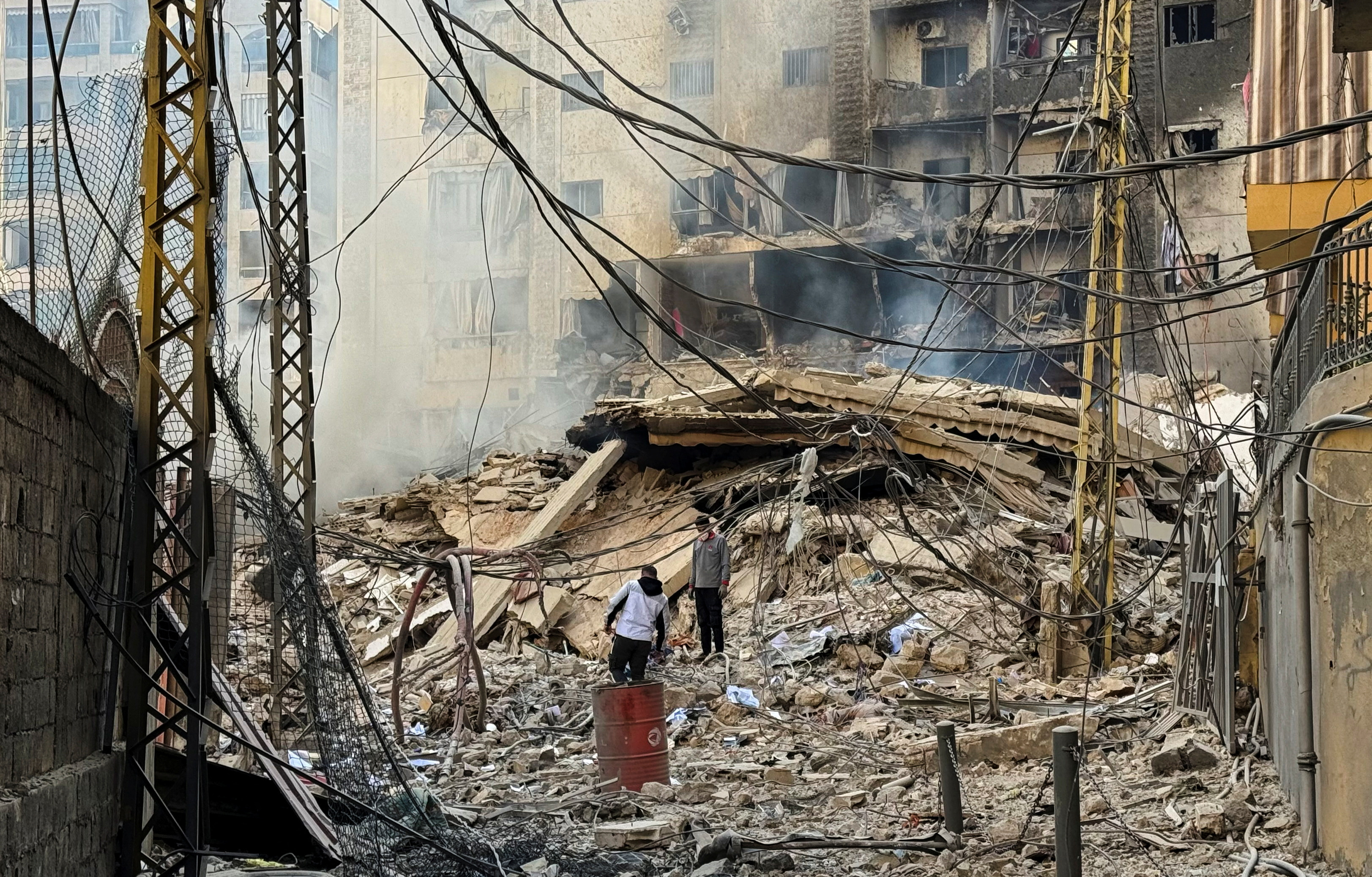 Aftermath of Israeli strikes on Beirut's southern suburbs