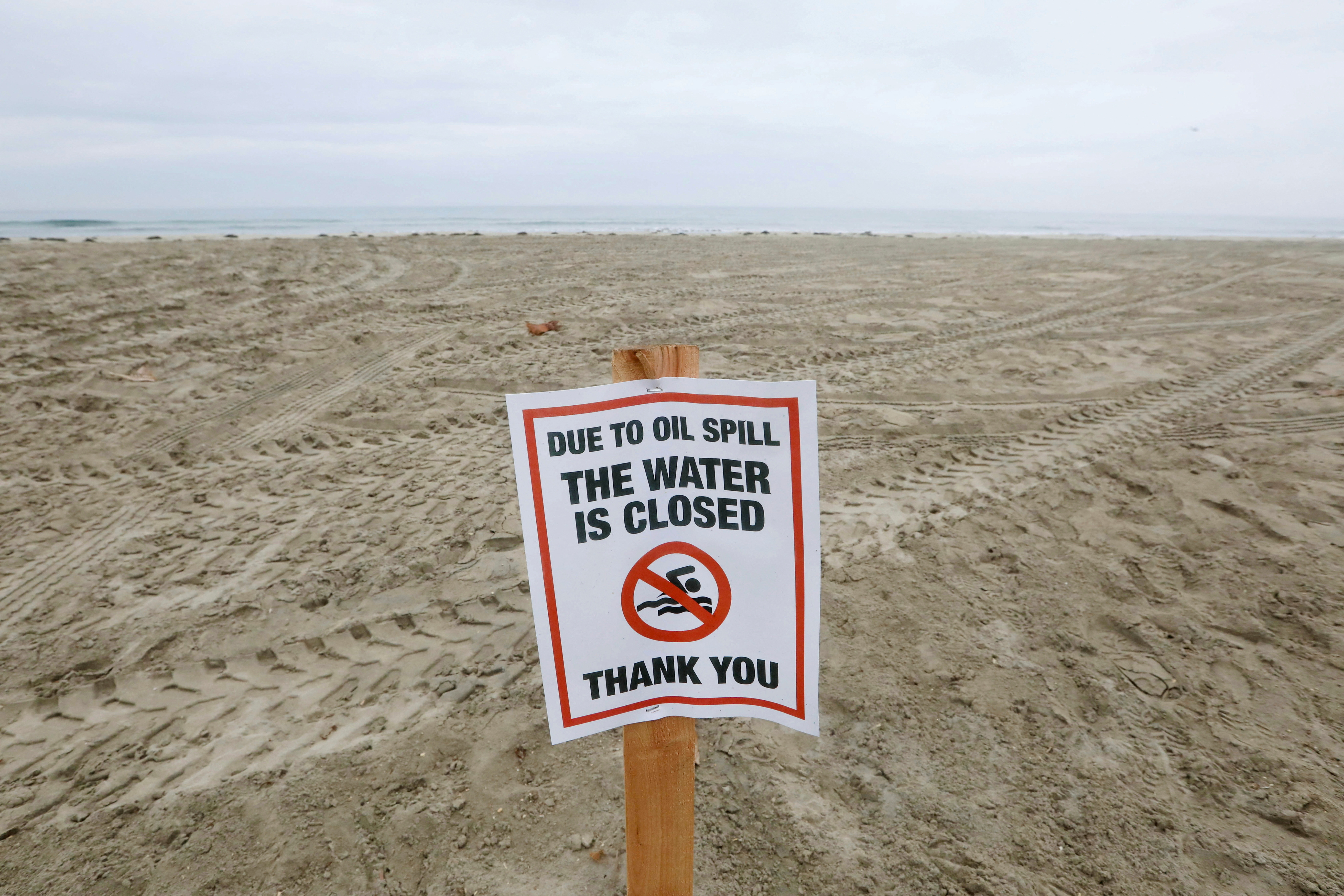 Crude oil spill on southern California beaches