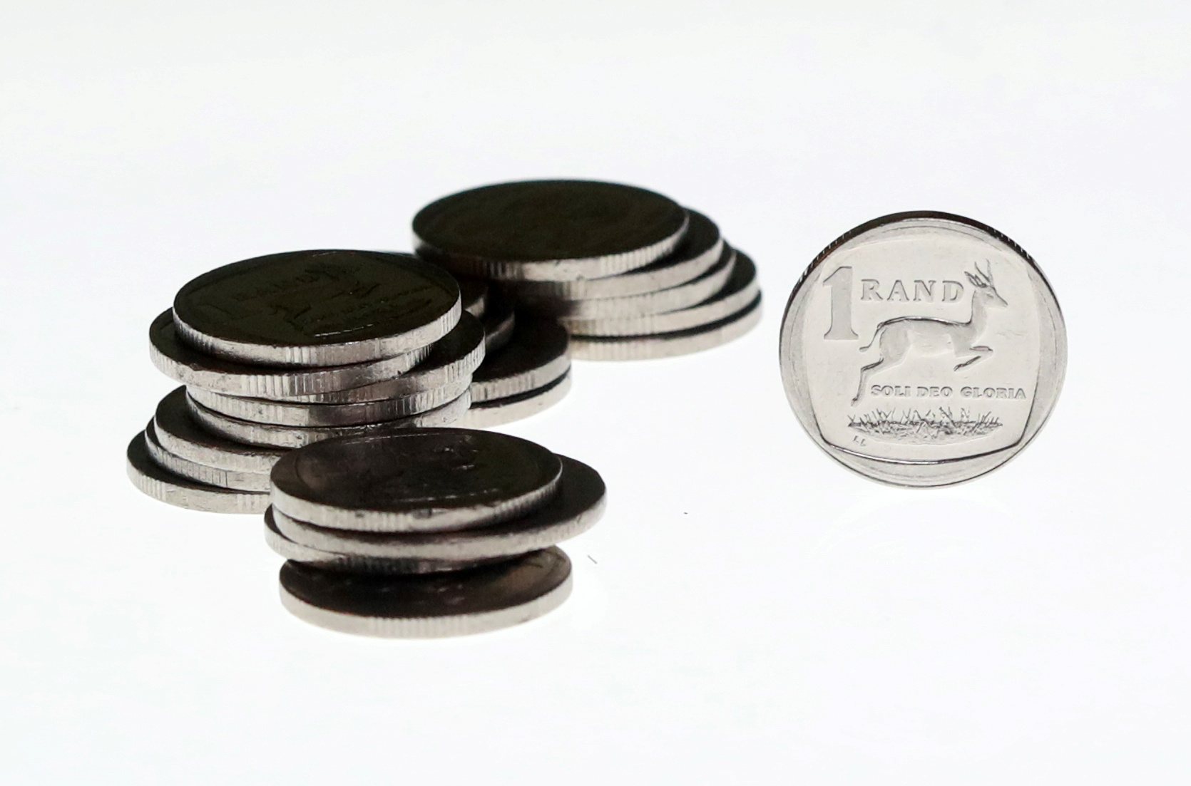South African Rand coins are seen in this illustration picture