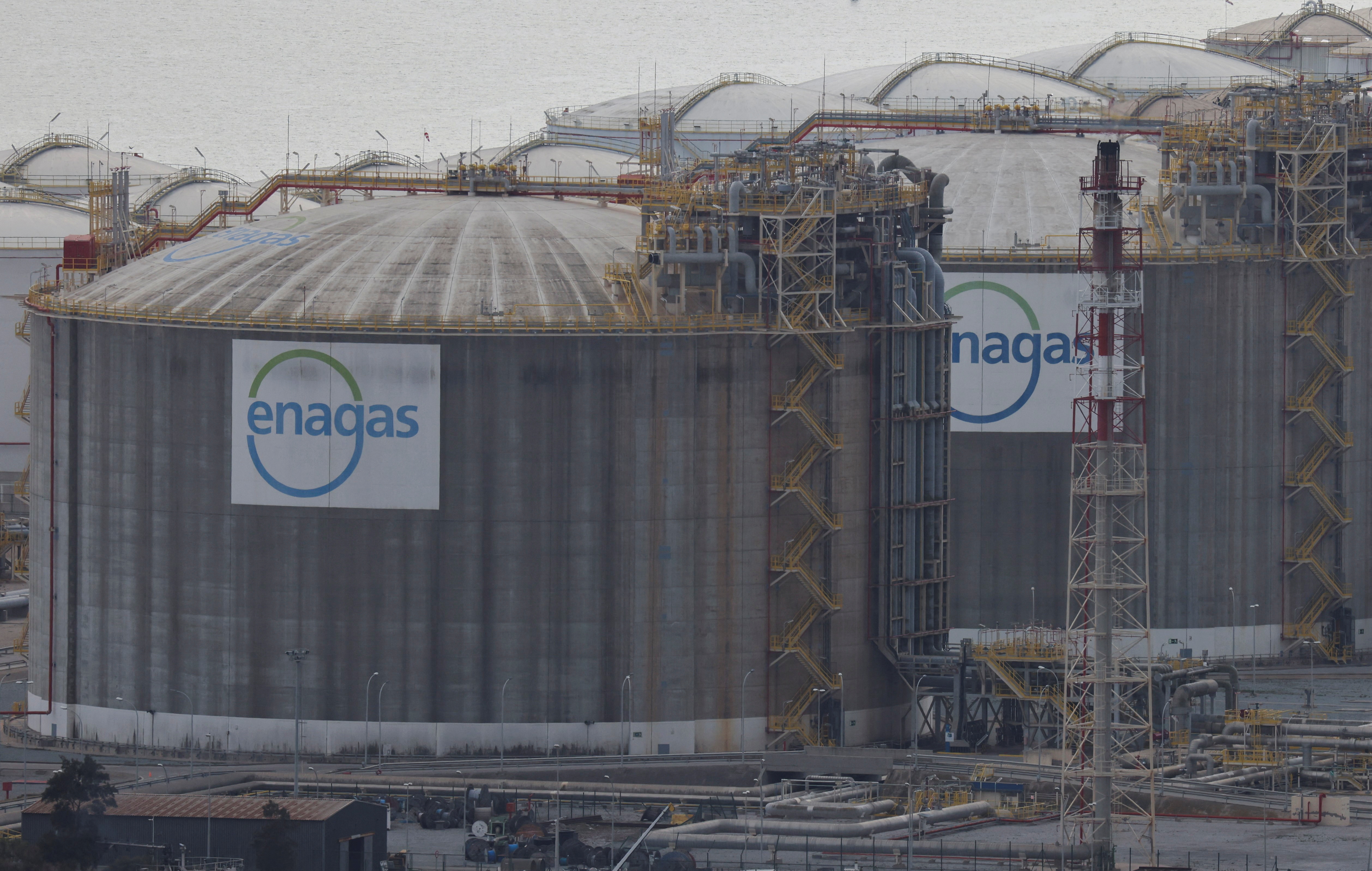 The terminal of Spanish gas grid operator Enagas ENAG.MC is seen at the port of Barcelona