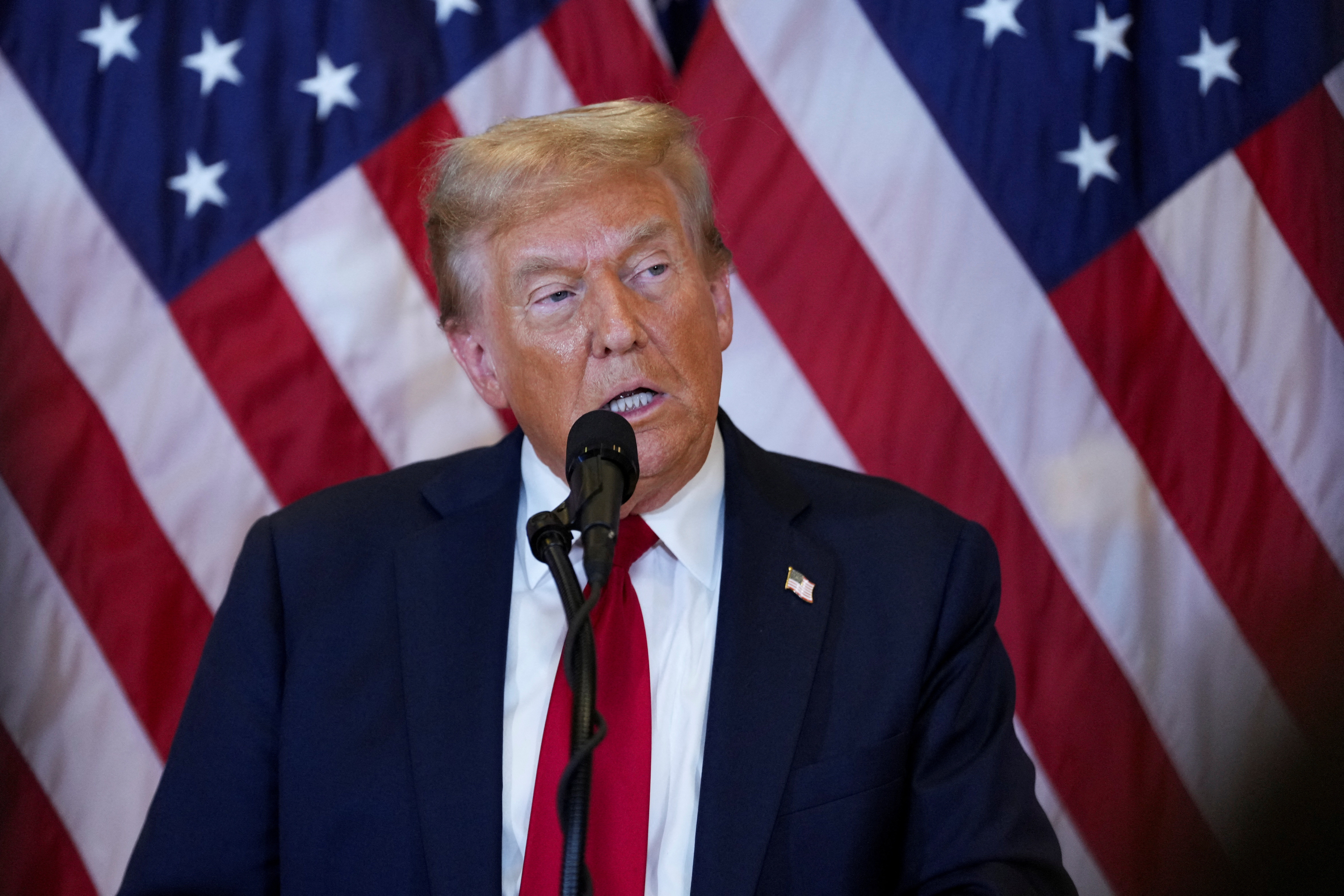 Republican presidential nominee Trump speaks to the press, in New York