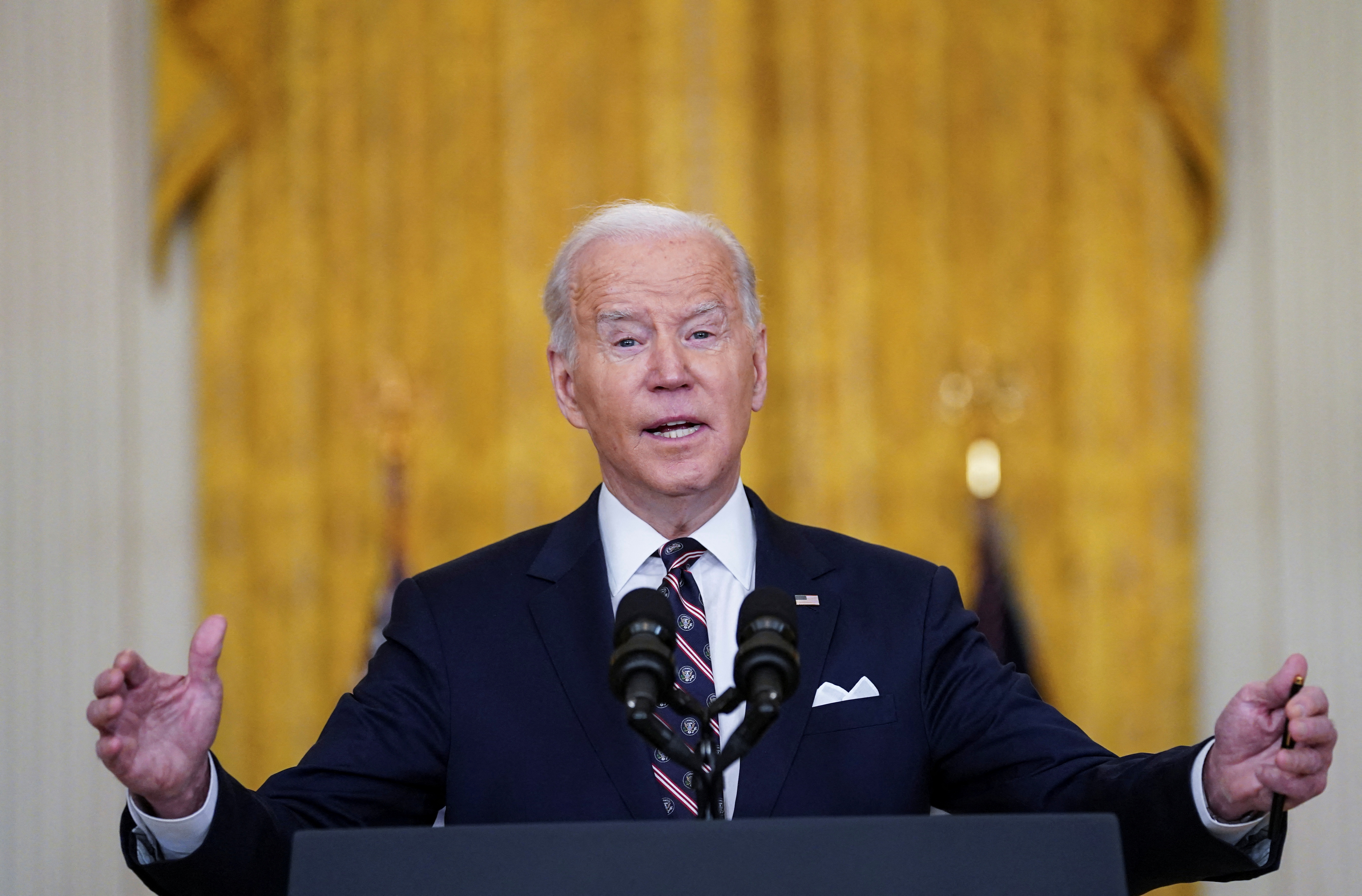 U.S. President Joe Biden delivers remarks on Russia-Ukraine situation from the White House in Washington