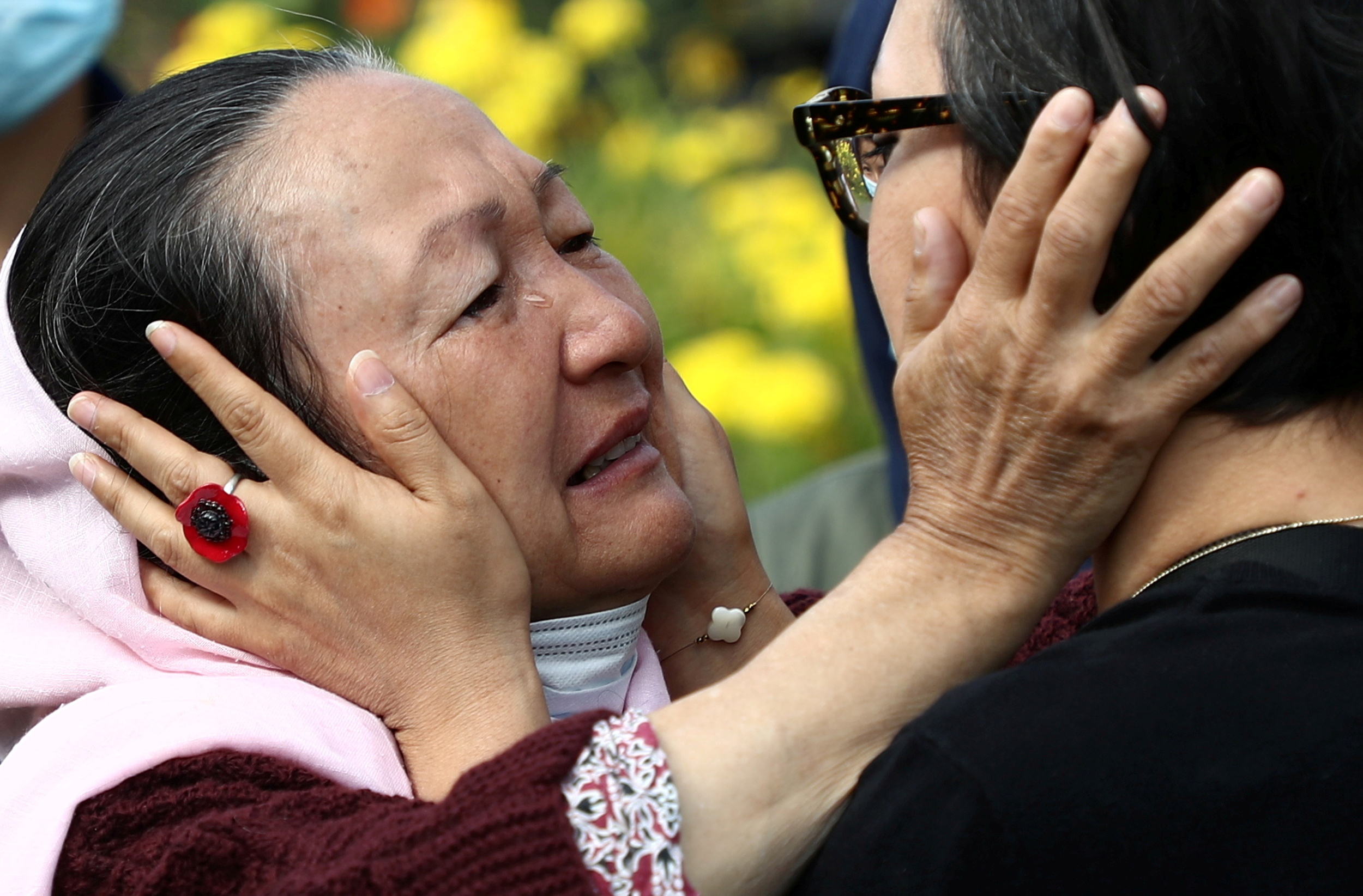 Tears flow as mother and daughter re-unite after Kabul escape