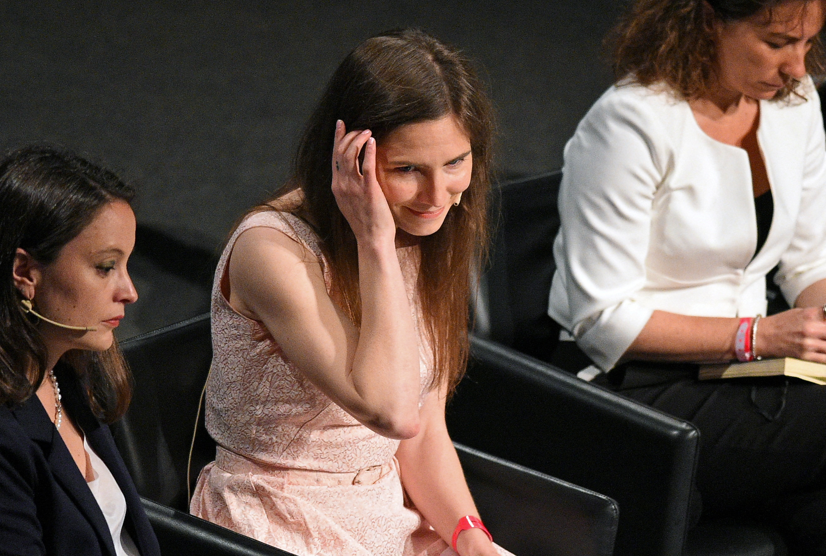 Amanda Knox, who has returned to Italy for the first time since being cleared of the murder of British student Meredith Kercher, attends the Criminal Justice Festival in Modena