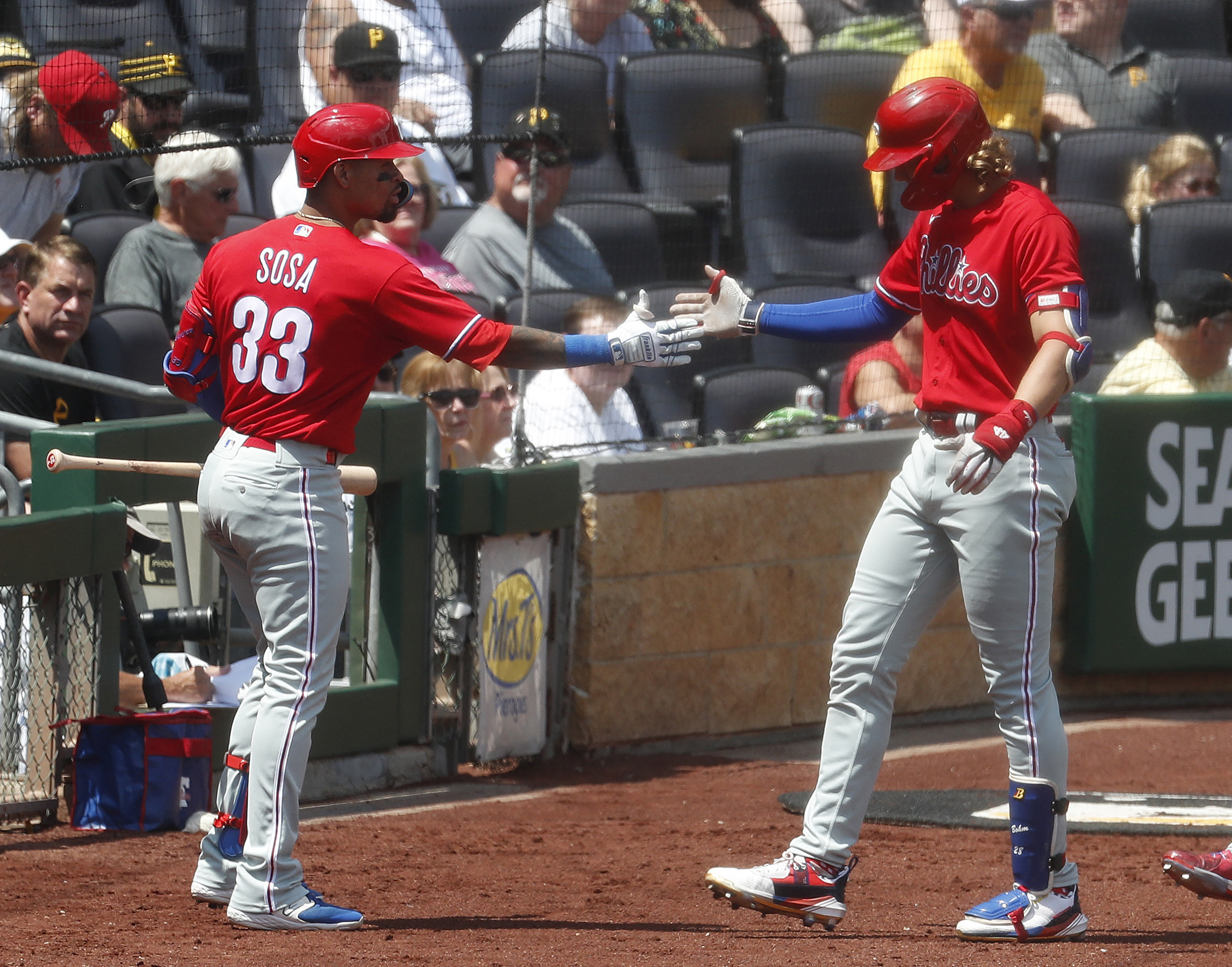 Chicago White Sox pinch hitter Carlos Pérez (36) celebrates his two-RBI  double against the Oakland Athletics during the eighth inning of a baseball  game, Saturday, July 1, 2023, in Oakland, Calif. (AP