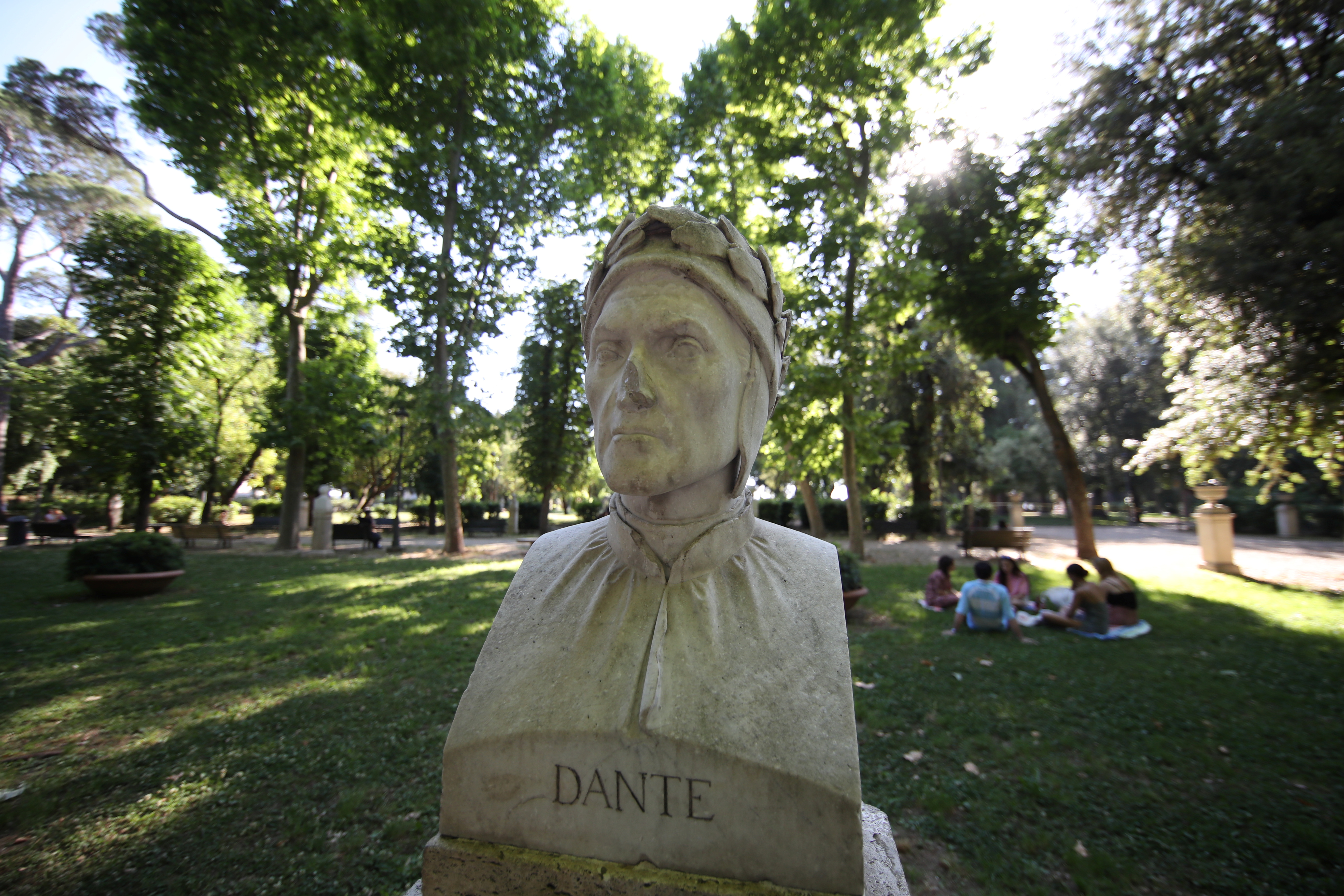 Bust of Italian poet Alighieri in Rome