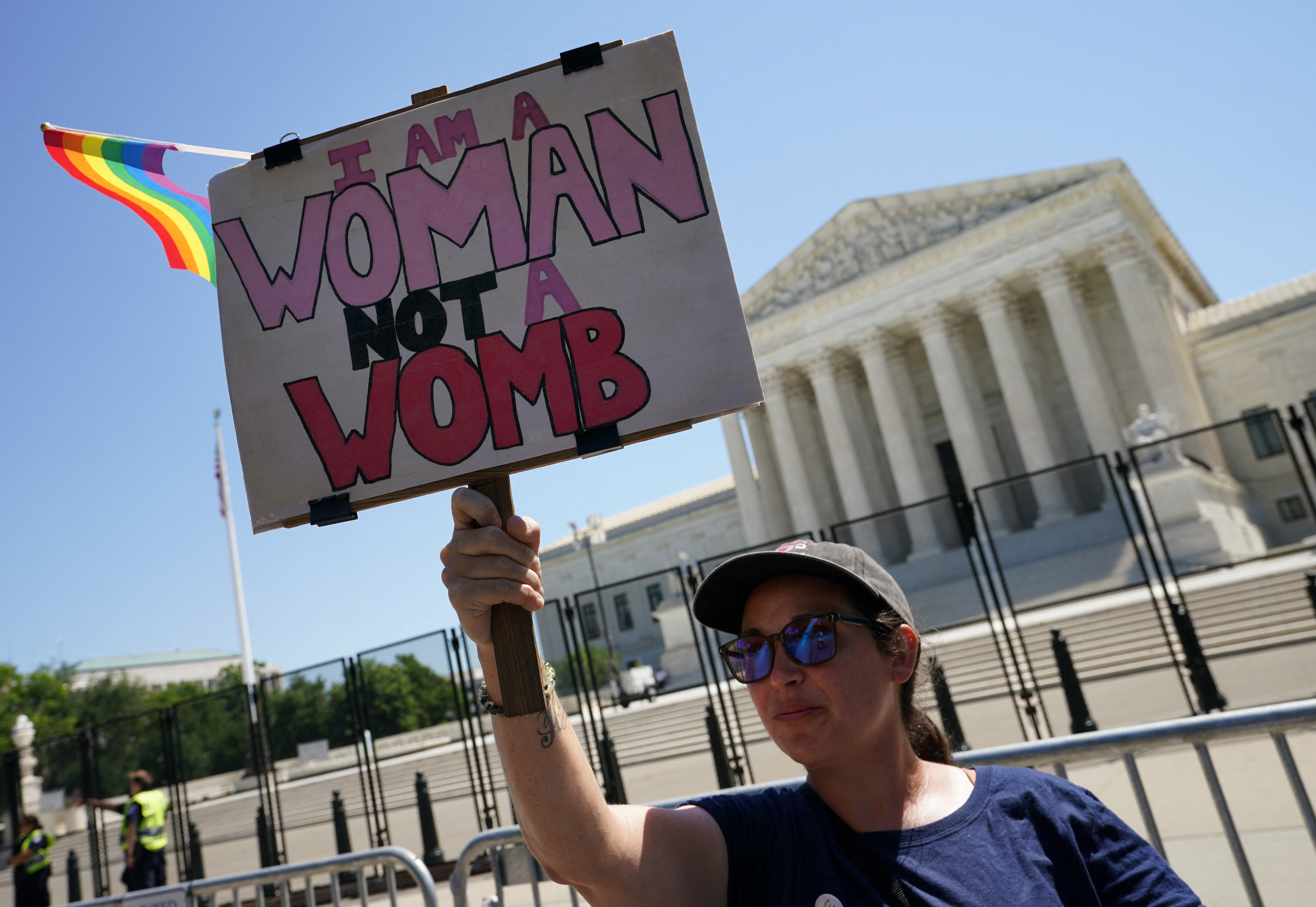 Abortion rights supporters protest in front of the Supreme Court in Washington