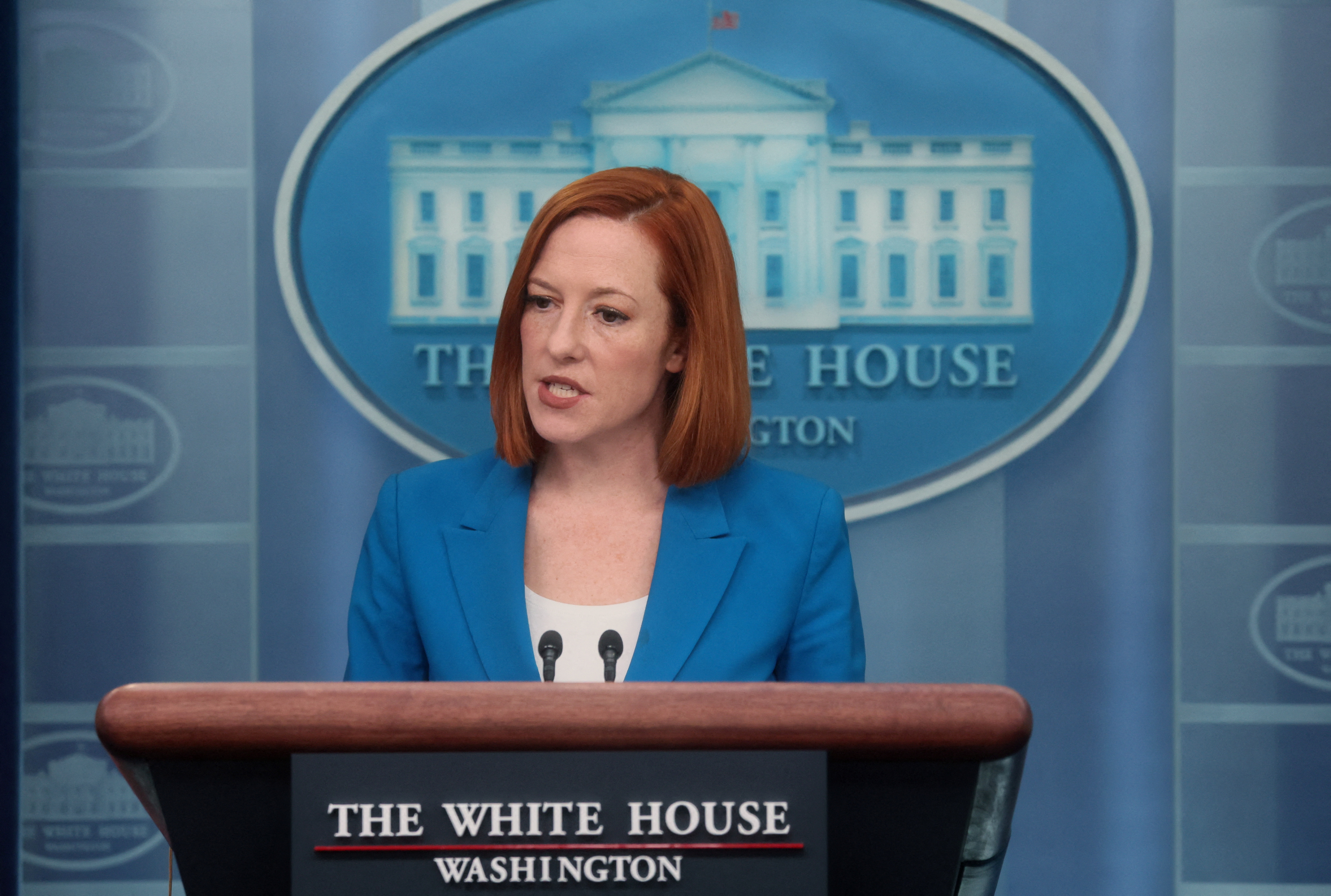 White House Press Secretary Jen Psaki holds a press briefing at the White House