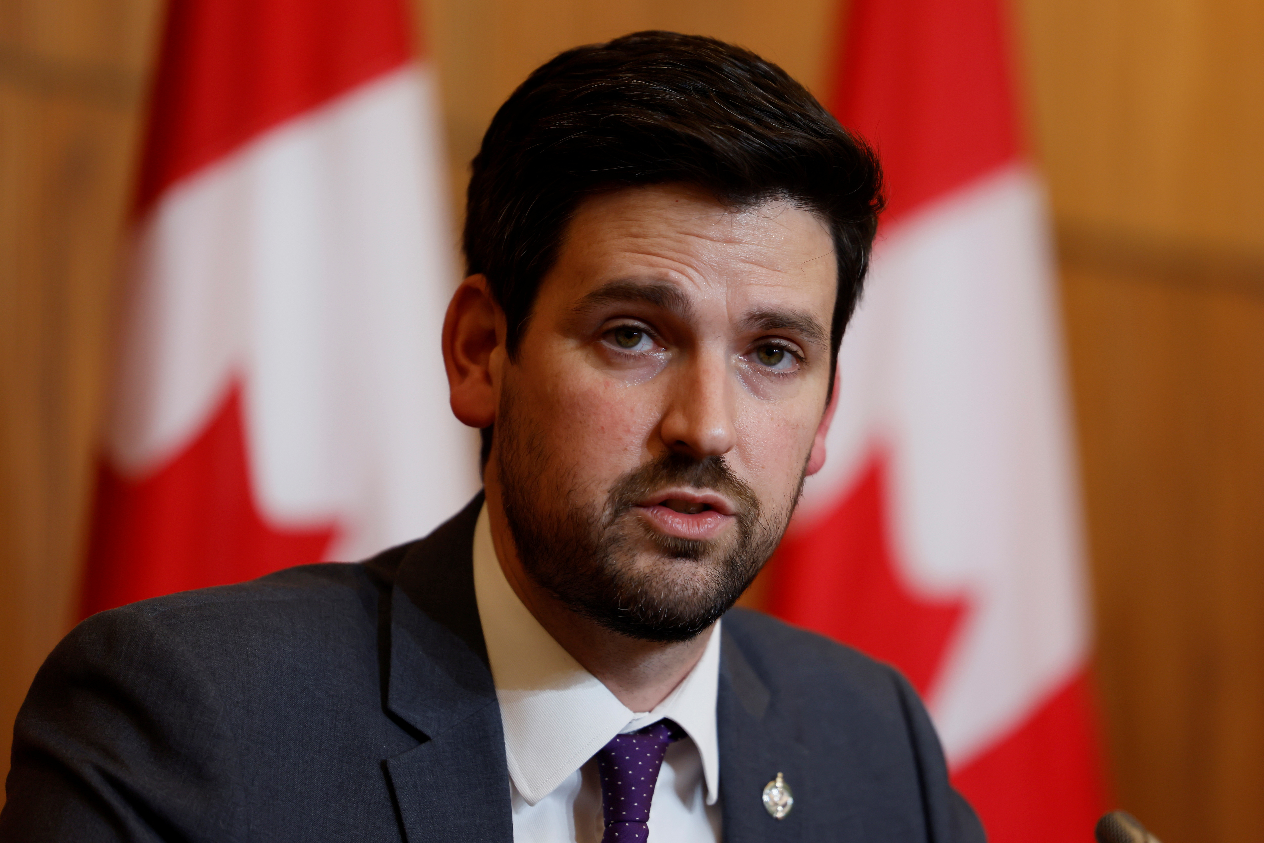 Canada’s Minister of Immigration, Refugees and Citizenship Sean Fraser attends a press conference with United Nations High Commissioner for Refugees Filippo Grandi in Ottawa