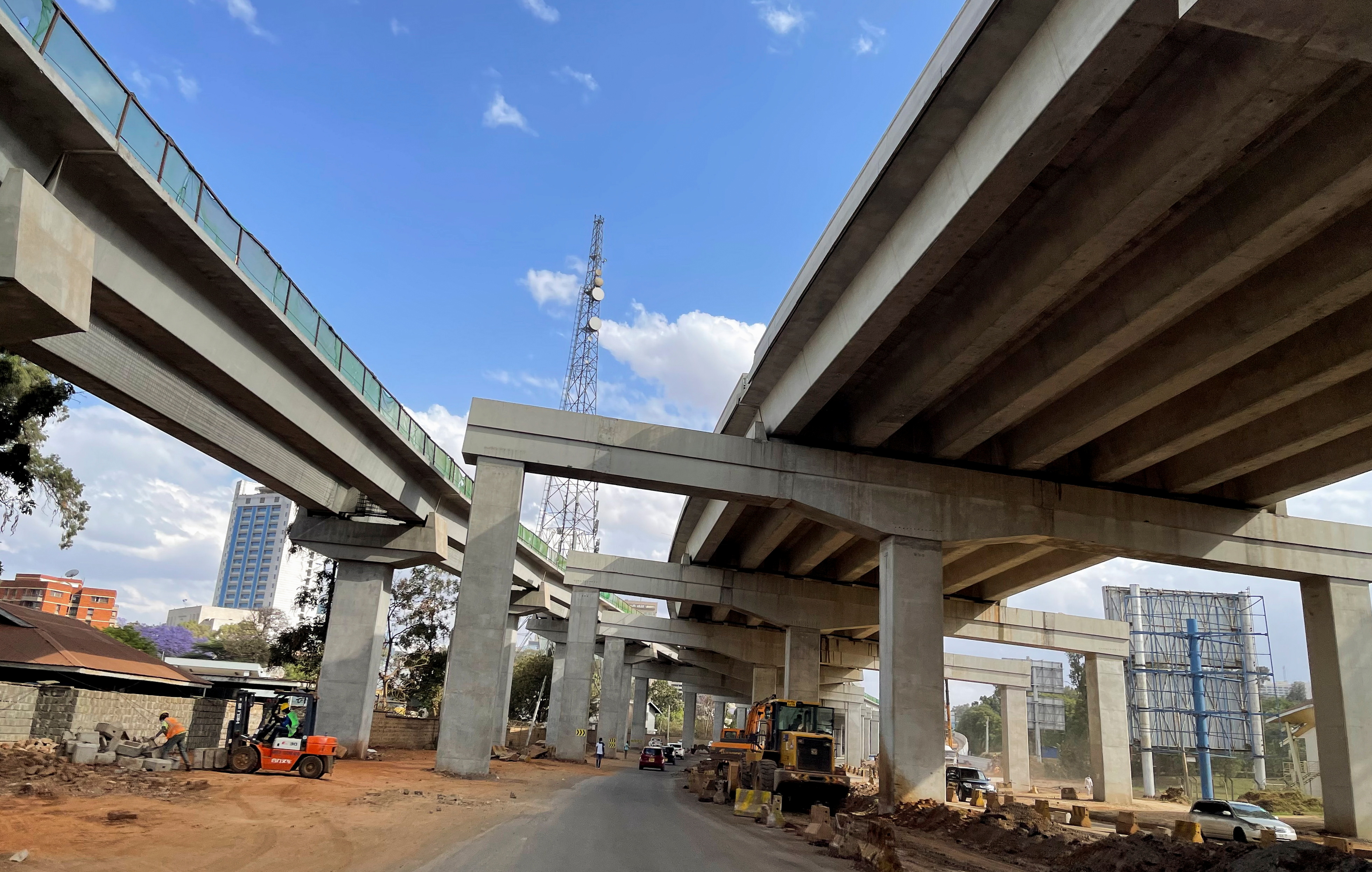 A view shows part of a construction site of the Nairobi Expressway, in Nairobi