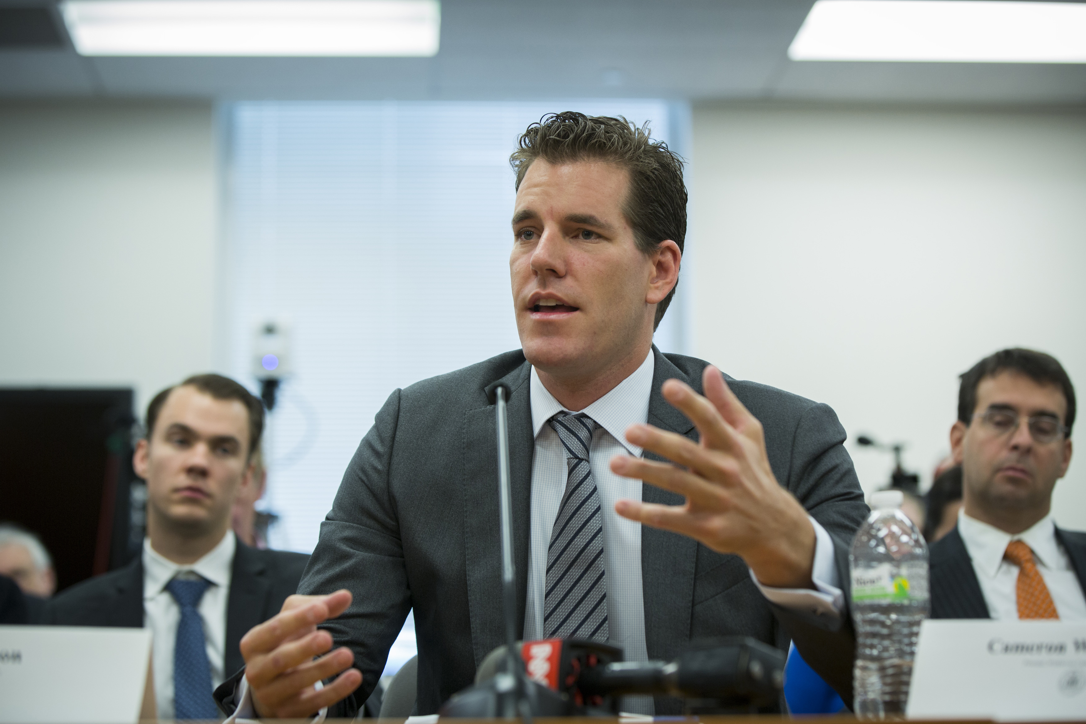 Winklevoss speaks at a New York State Department of Financial Services virtual currency hearing in the Manhattan borough of New York