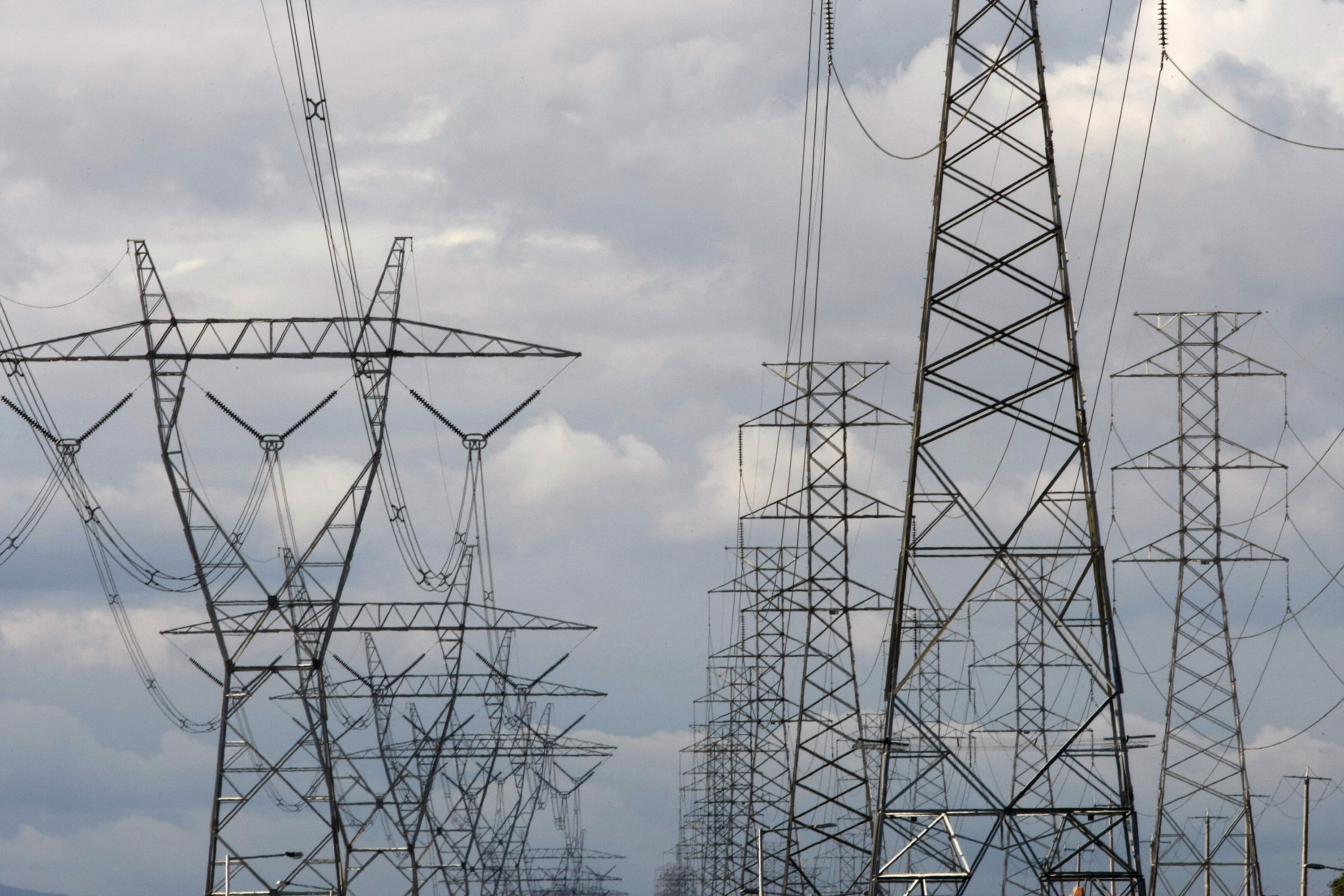 High voltage electrical transmission lines are seen in Melbourne