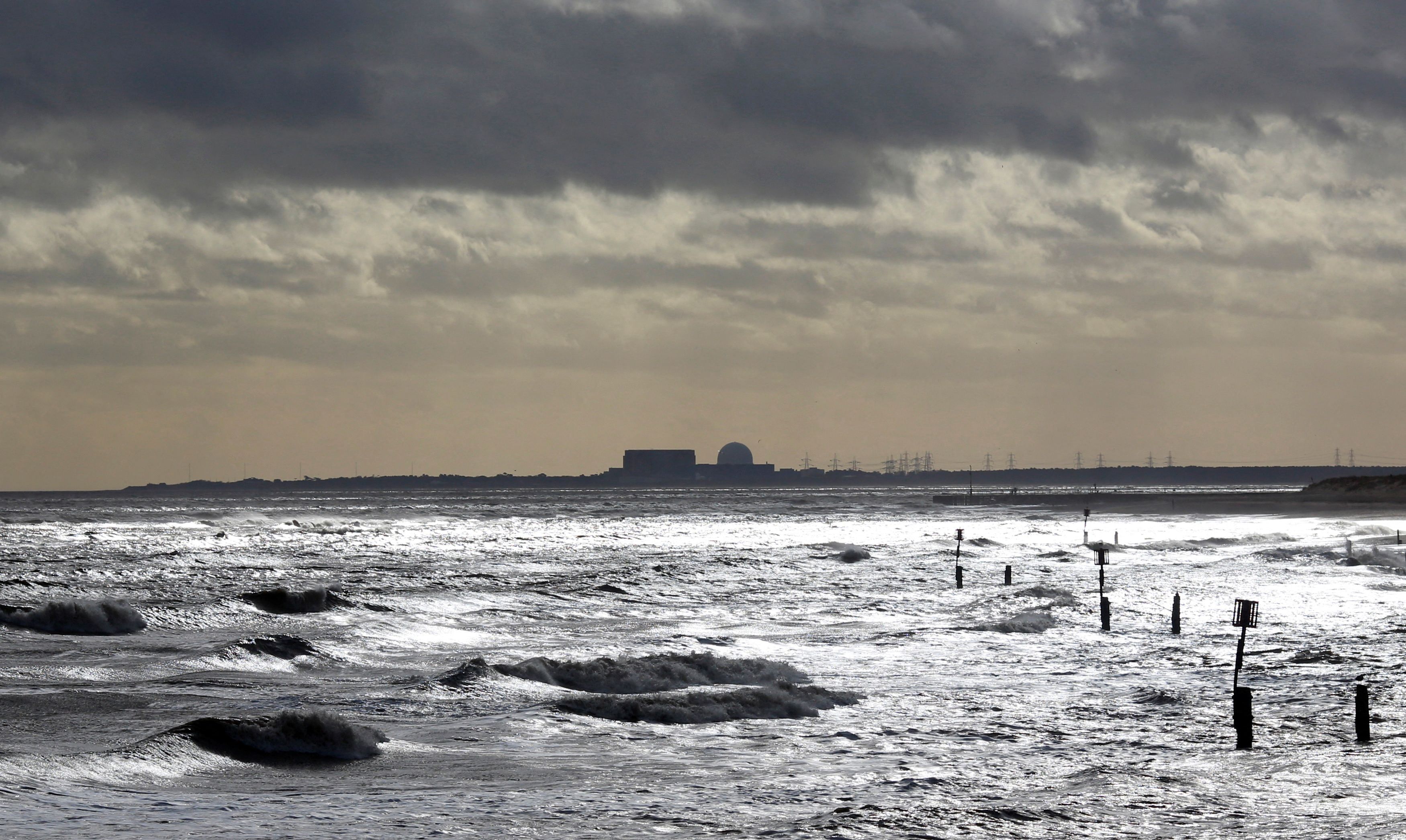 The nuclear reactor at Britain's Sizewell B nuclear power plant in Suffolk is seen during stormy weather