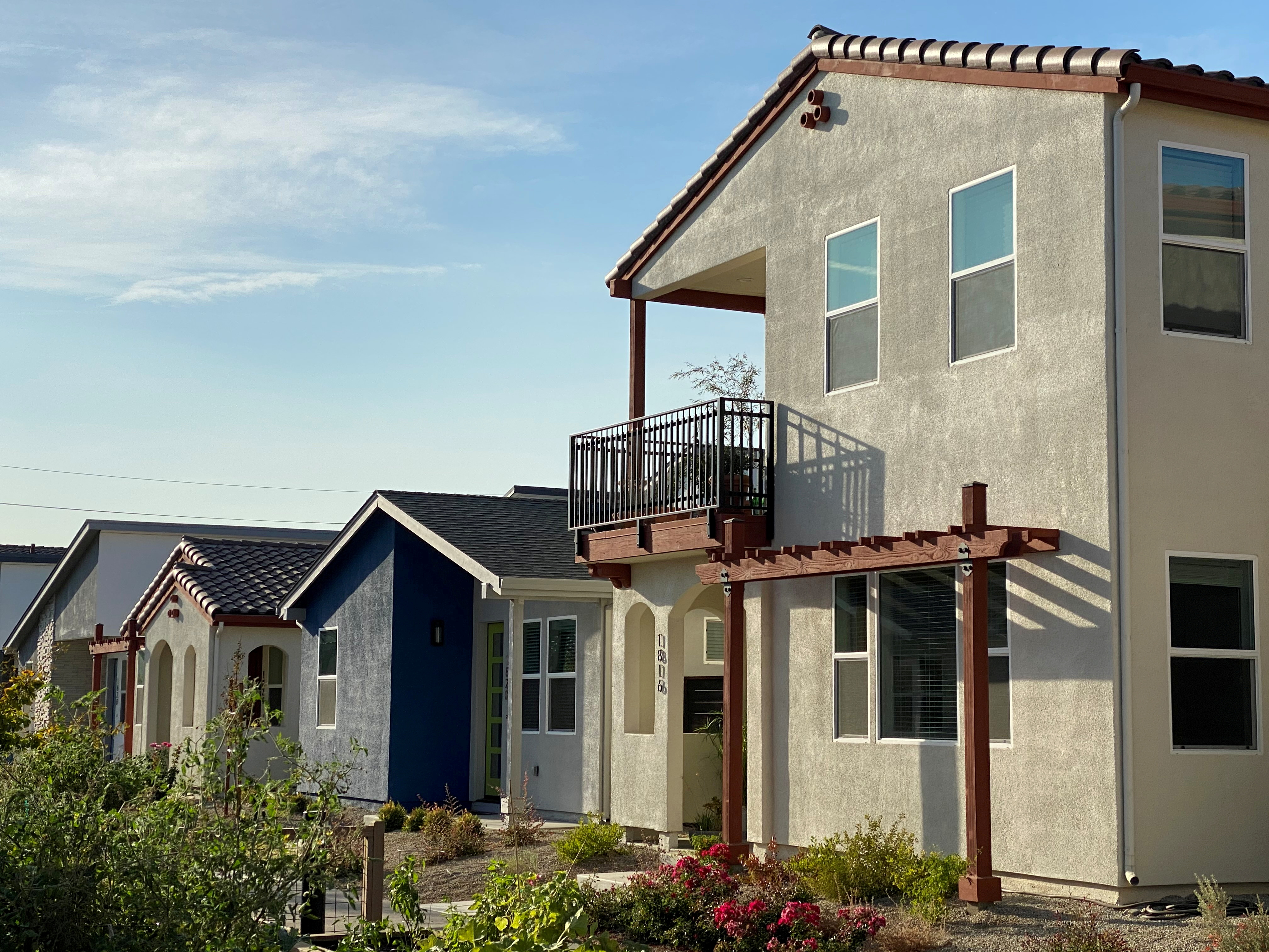 A view shows newly built houses in Chico, California