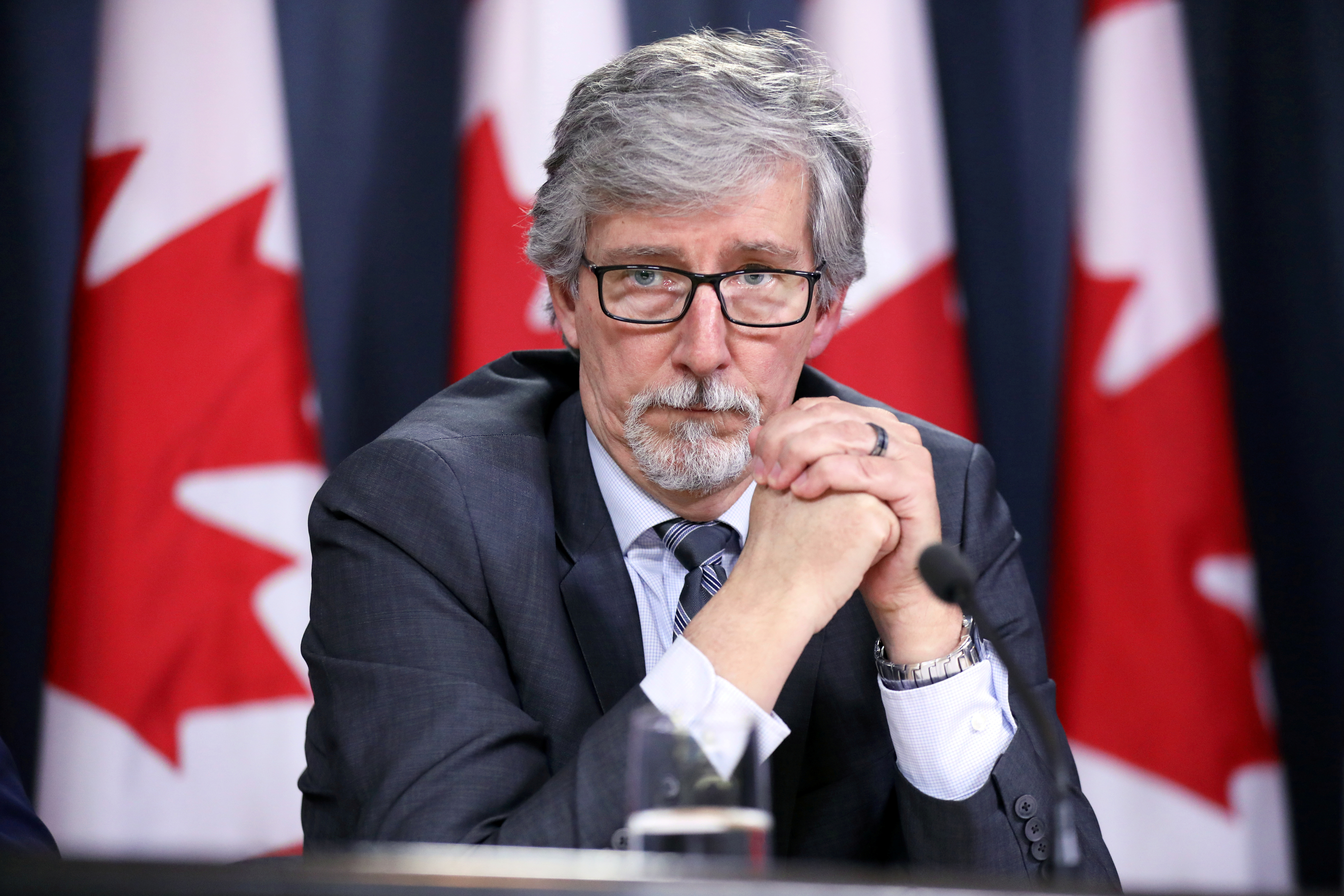 Canada's Privacy Commissioner Daniel Therrien takes part in a news conference in Ottawa