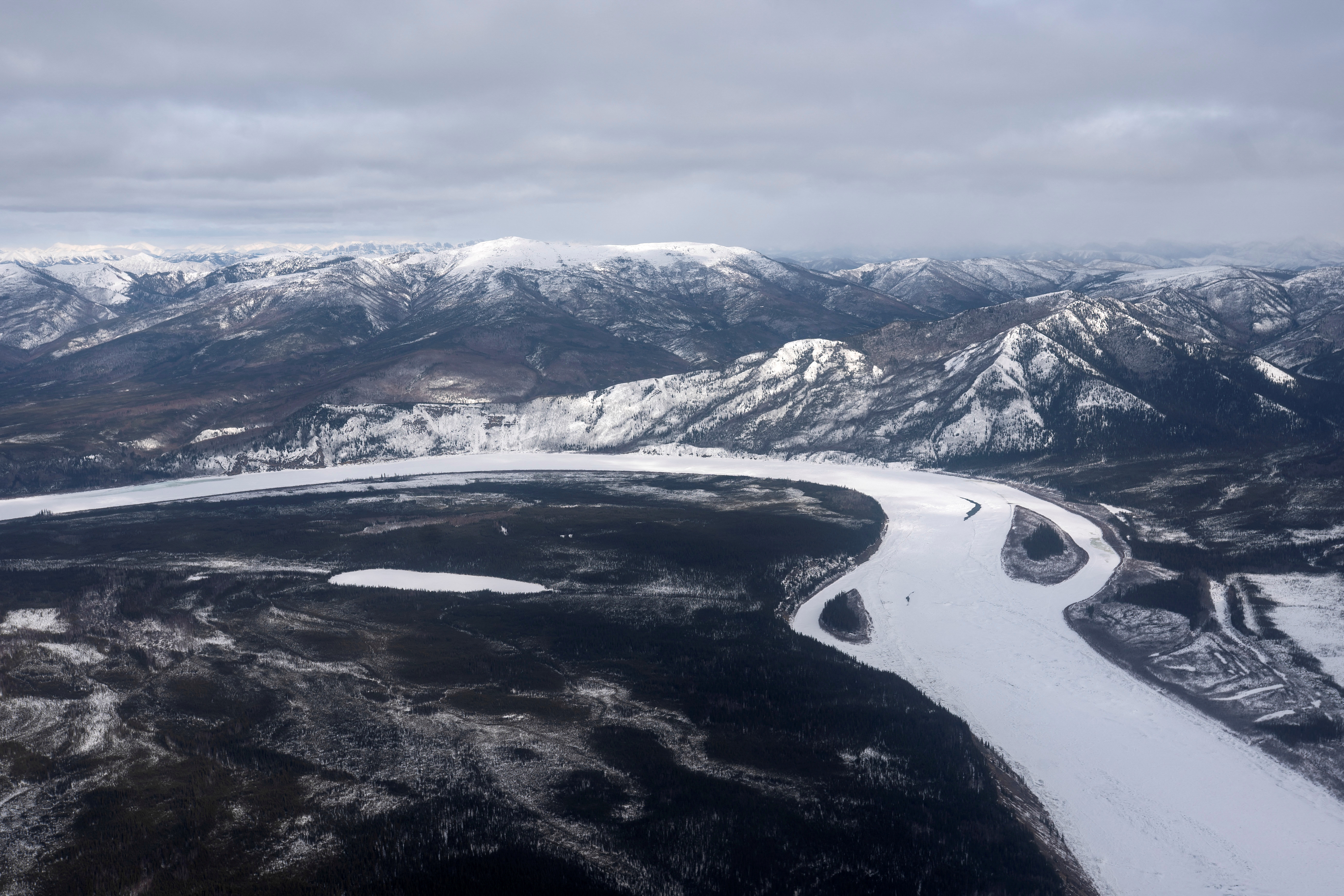 A view of the Yukon River near the Canadian border and Eagle, Alaska