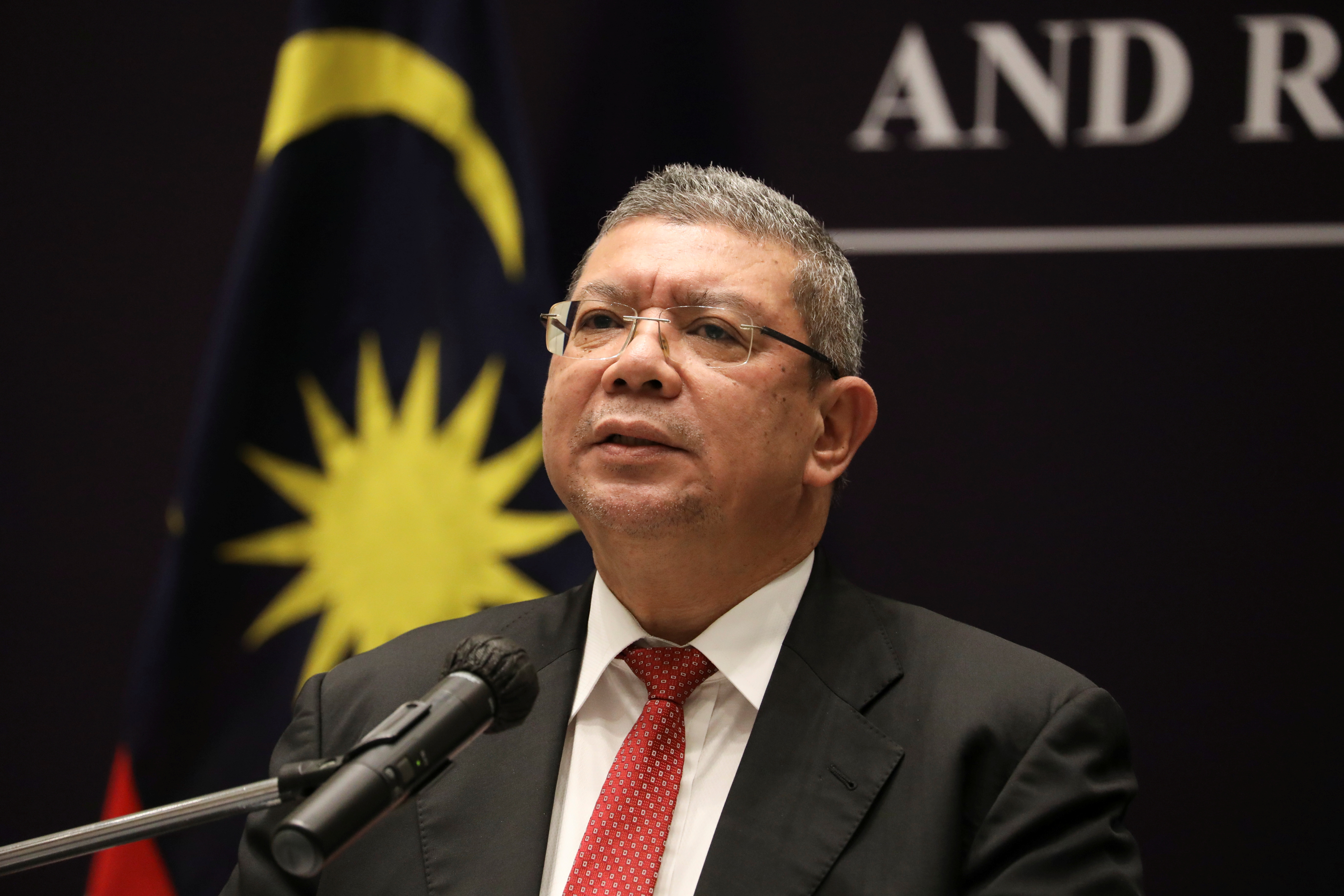 Malaysia's Foreign Minister Saifuddin Abdullah speaks during a news conference after ASEAN Summit in Kuala Lumpur