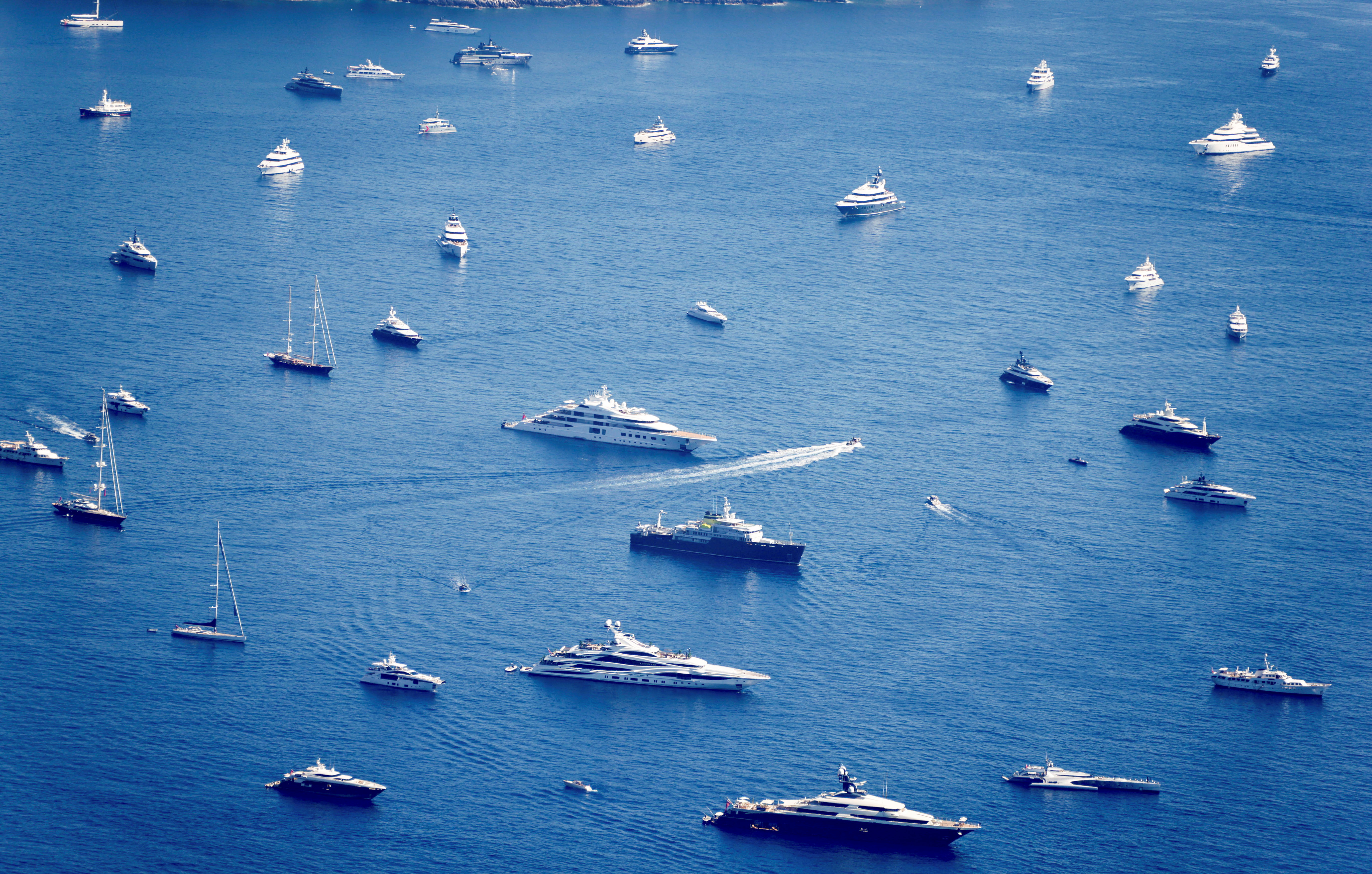 Luxury boats are seen during Monaco Yacht Show, in Monaco