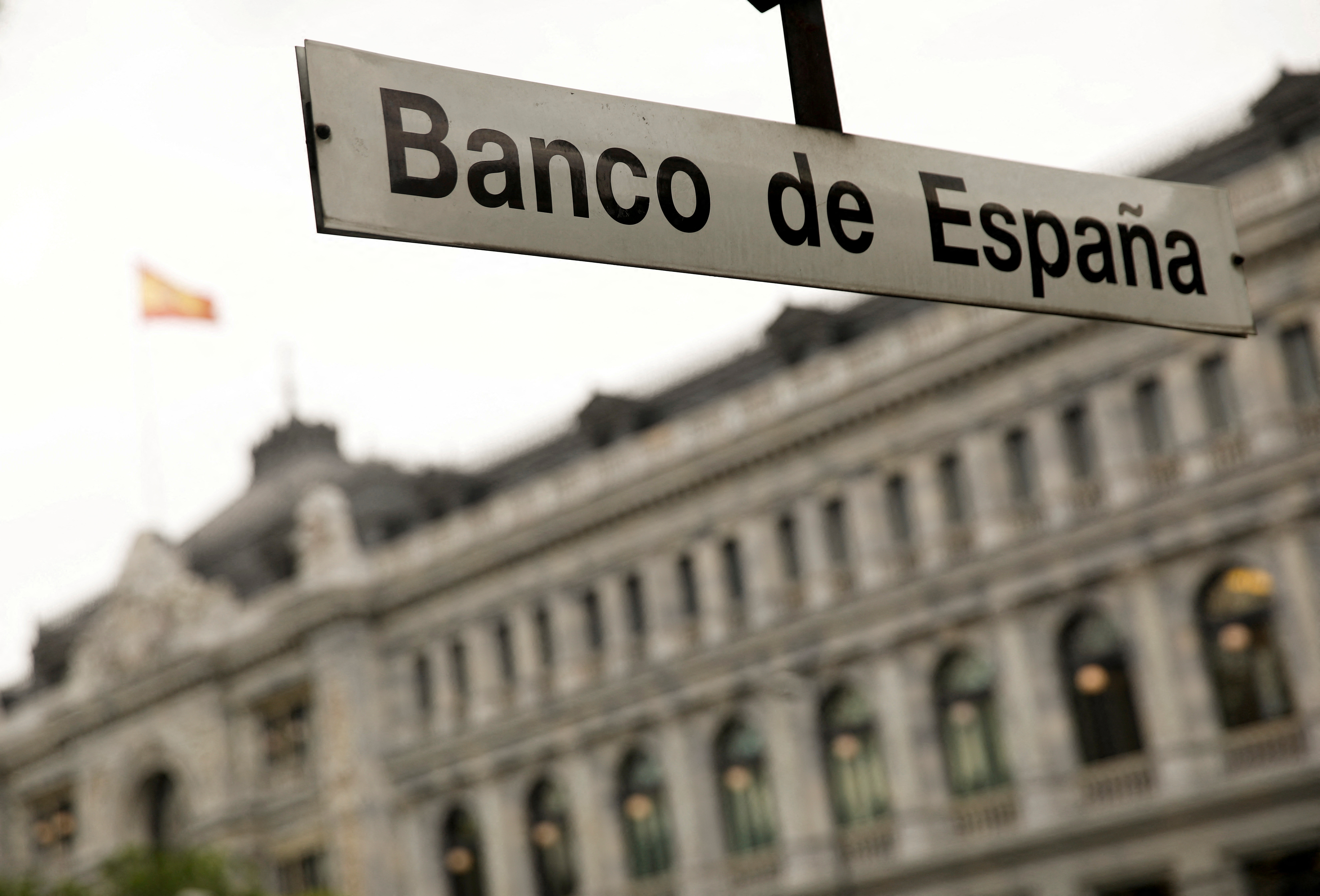 The metro station of Bank of Spain is seen in front of the Bank of Spain building in Madrid