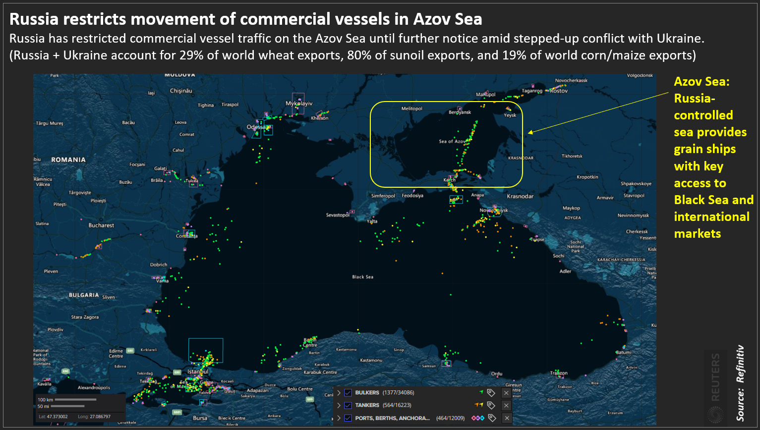 Russia restricts movement of commercial vessels in Azov Sea
