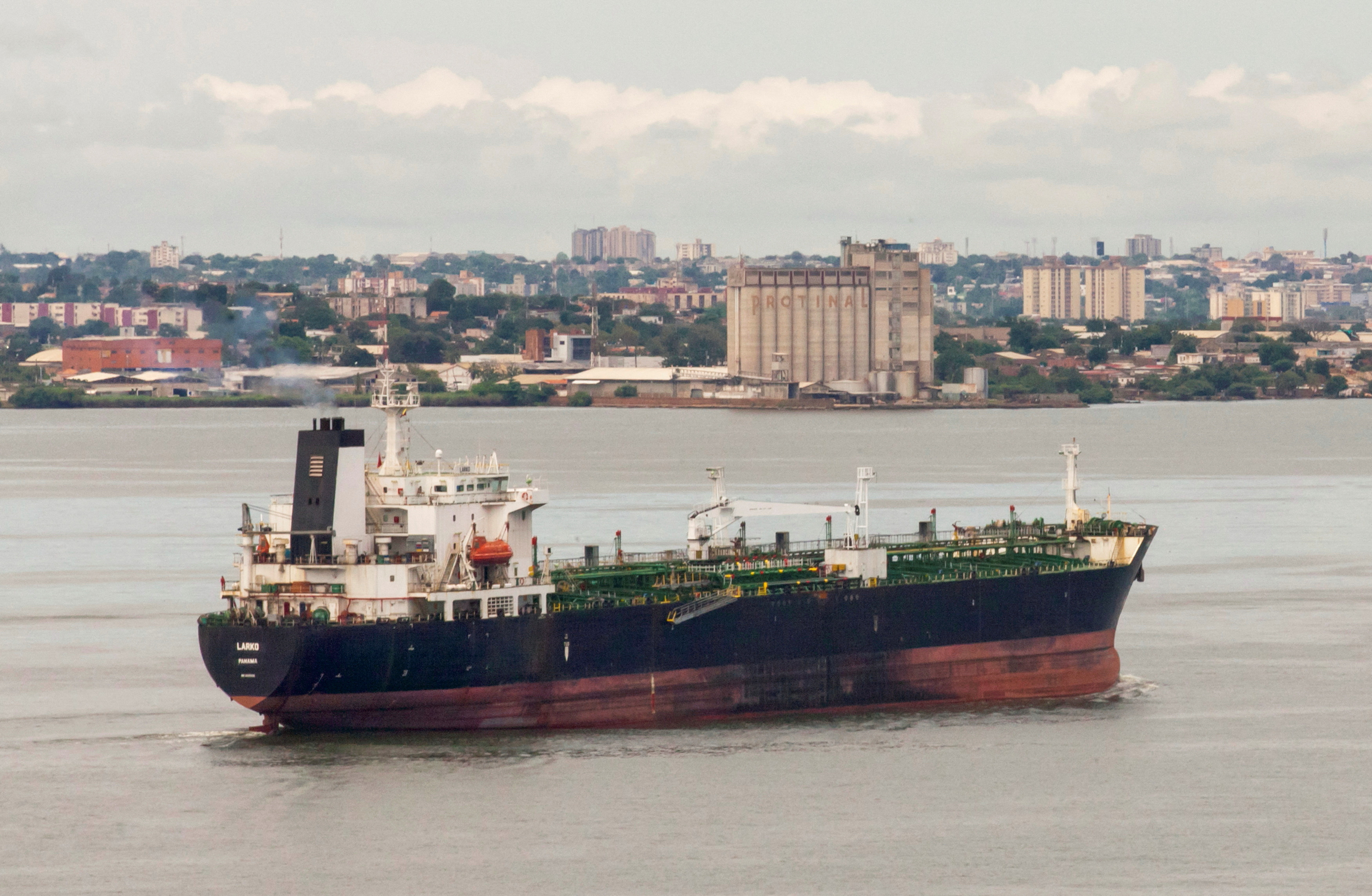 Oil tanker on Lake Maracaibo, in Cabimas