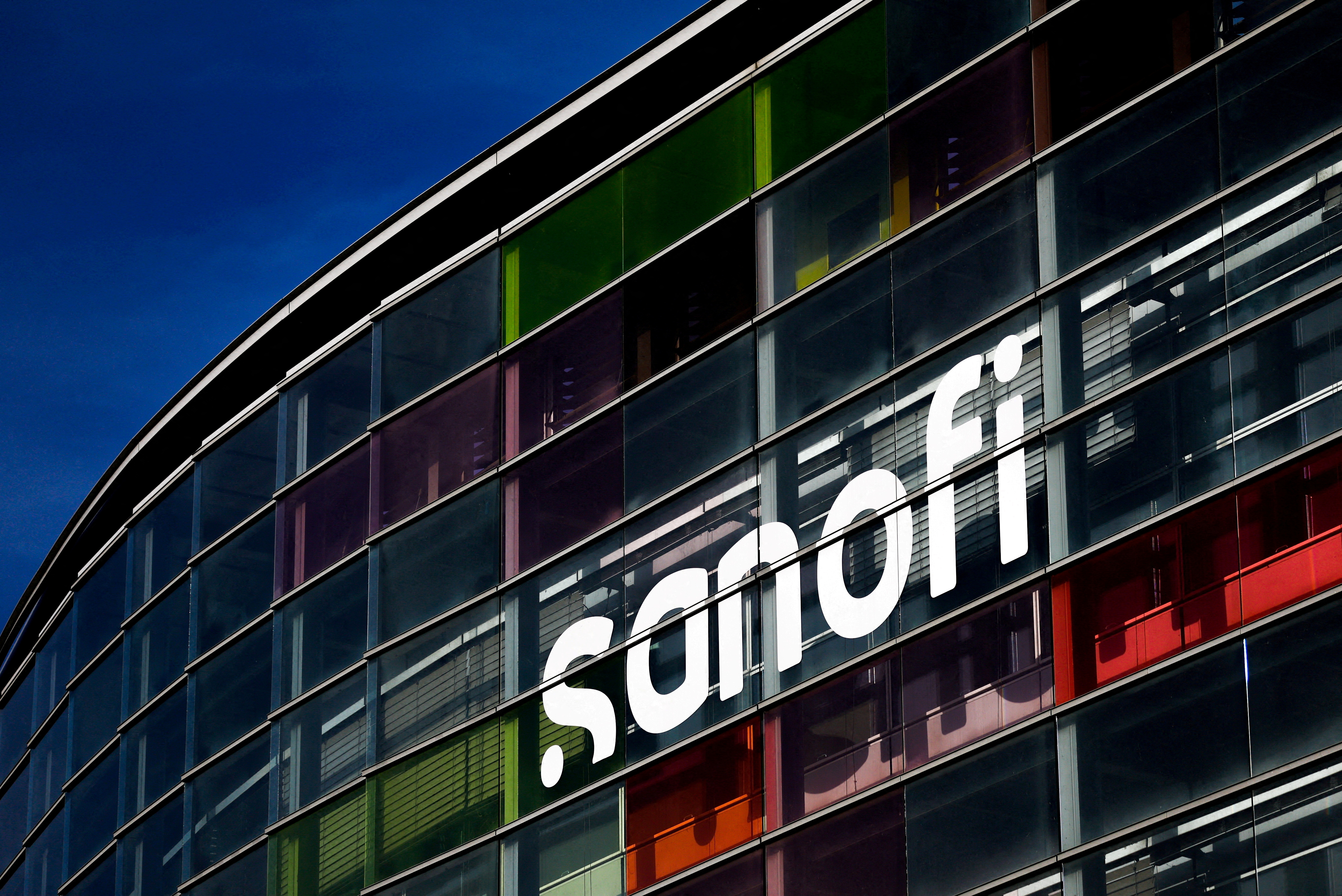 The logo of French drugmaker Sanofi is seen a the Sanofi Genzyme Polyclonals in Lyon