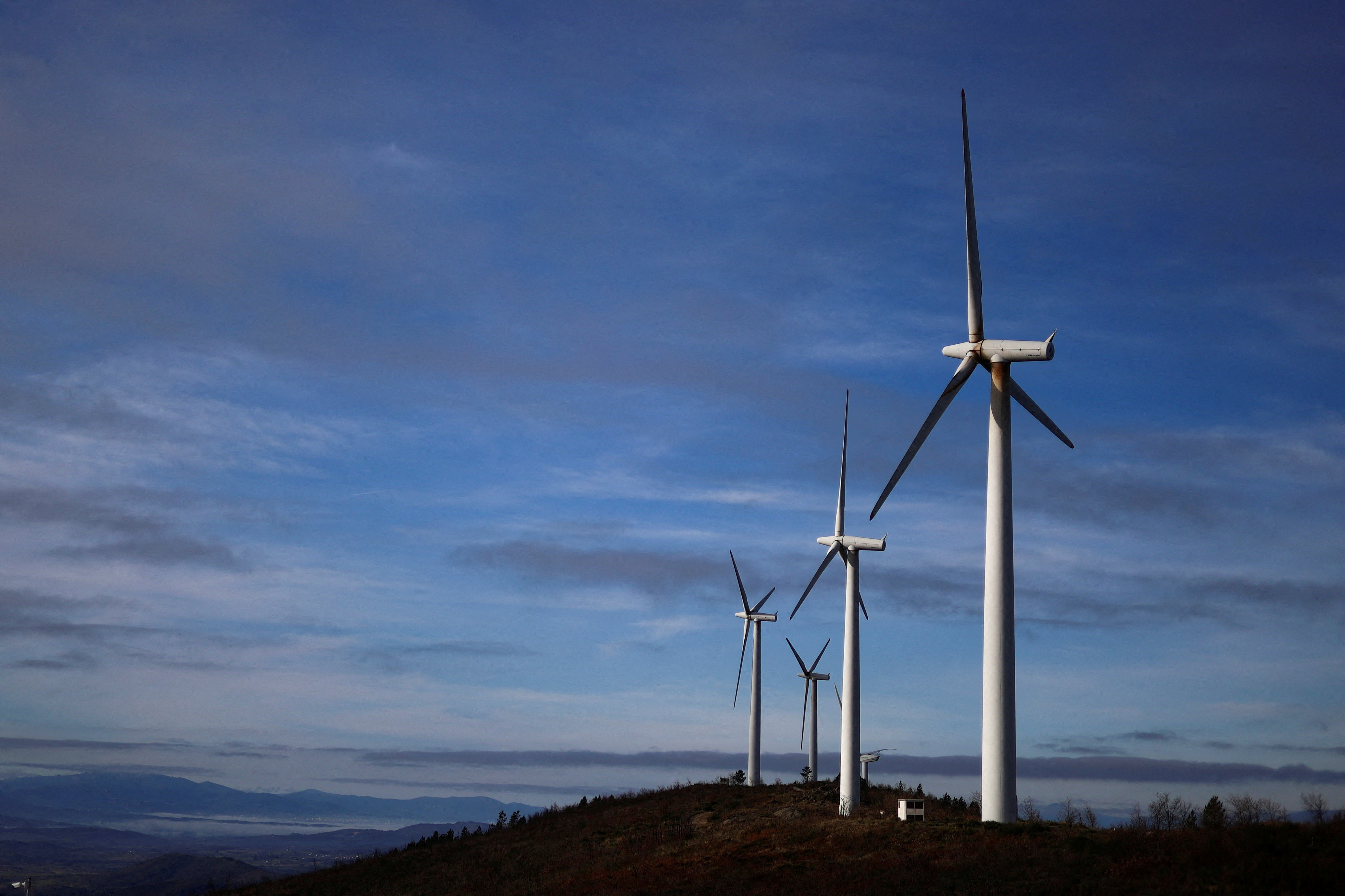 View of wind turbines in Sabugal