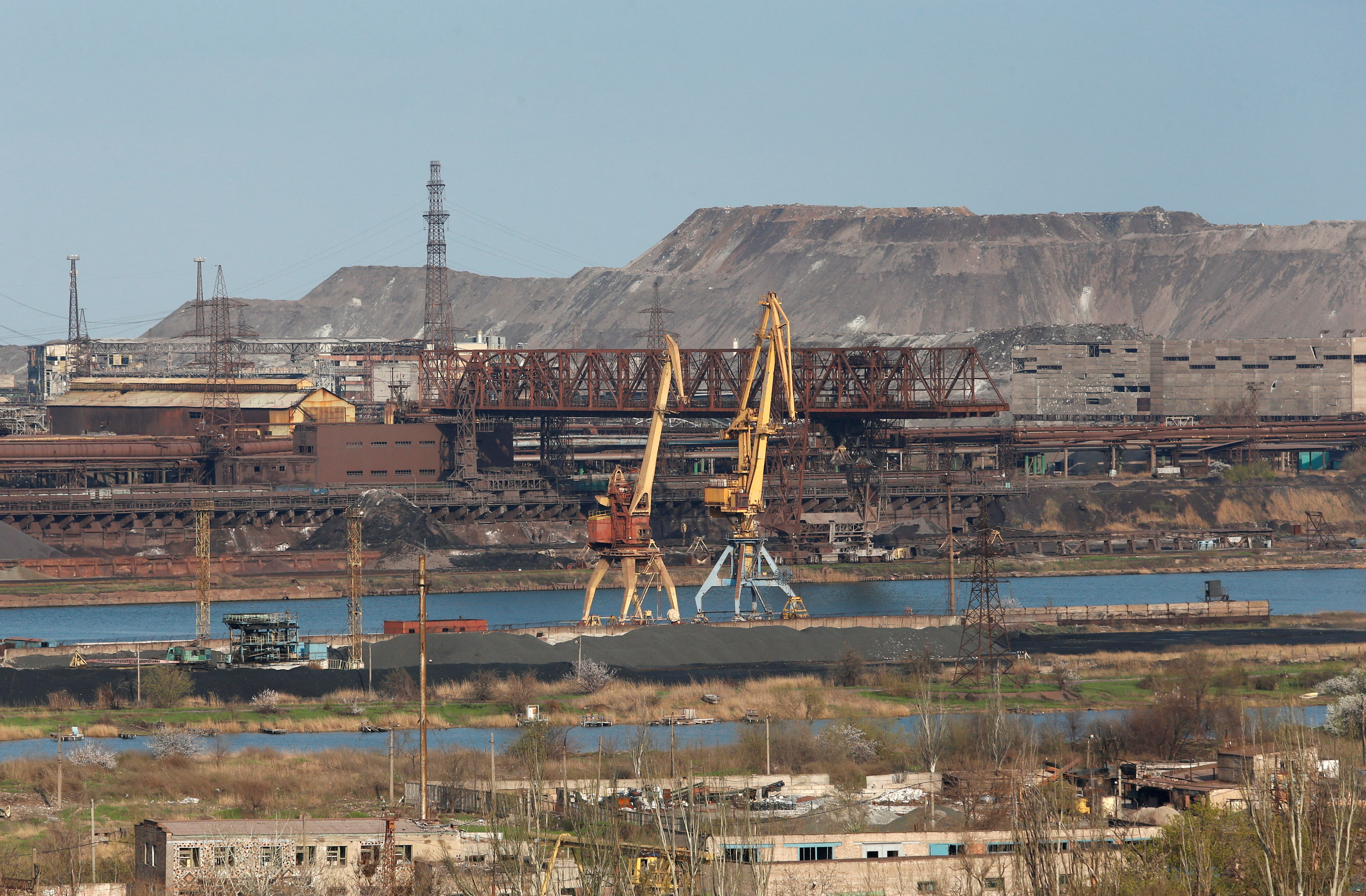 FILE PHOTO - A view shows a plant of Azovstal Iron and Steel Works in Mariupol