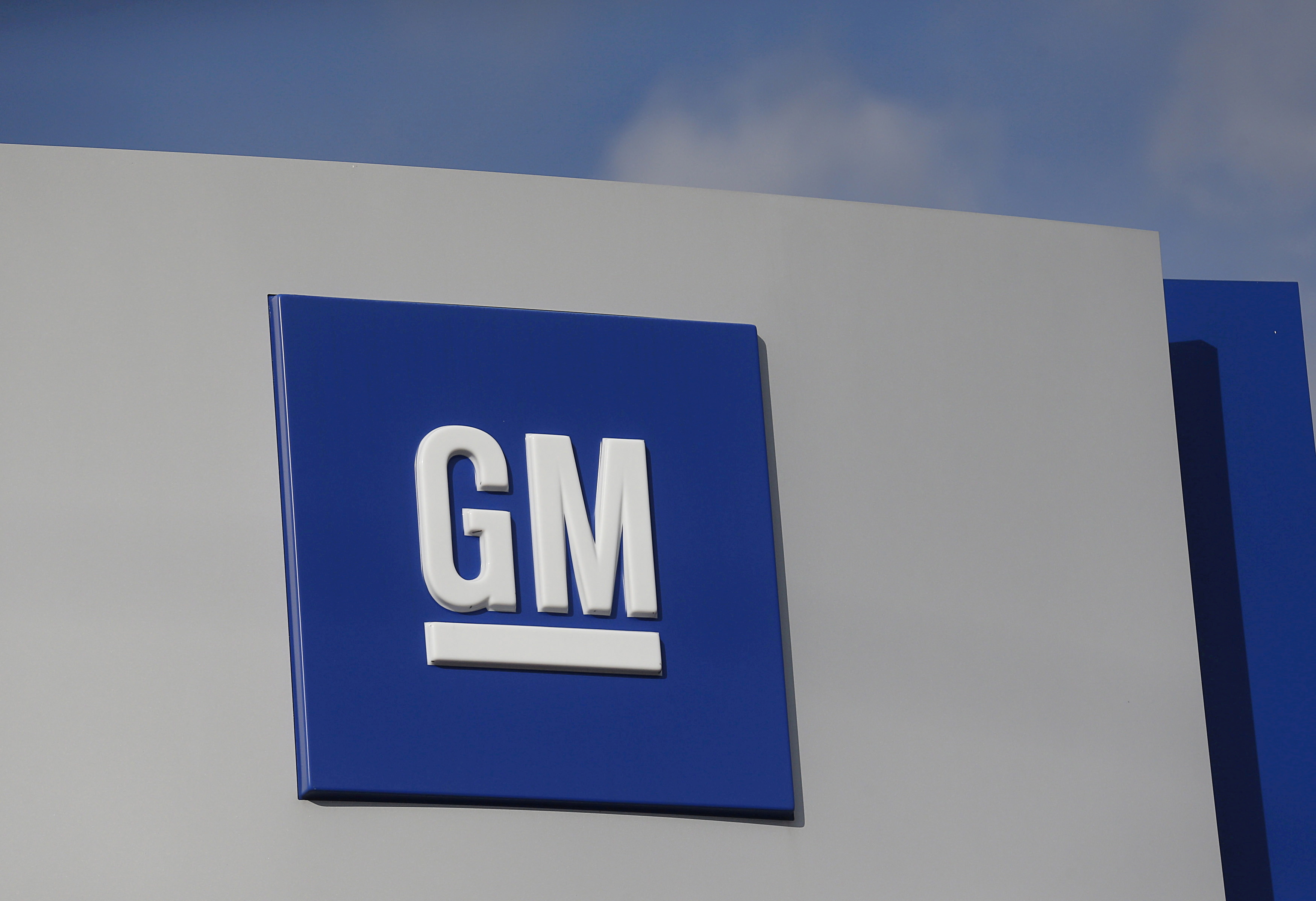 The GM logo is seen at the General Motors Warren Transmission Operations Plant in Warren, Michigan October 26, 2015. REUTERS/Rebecca Cook