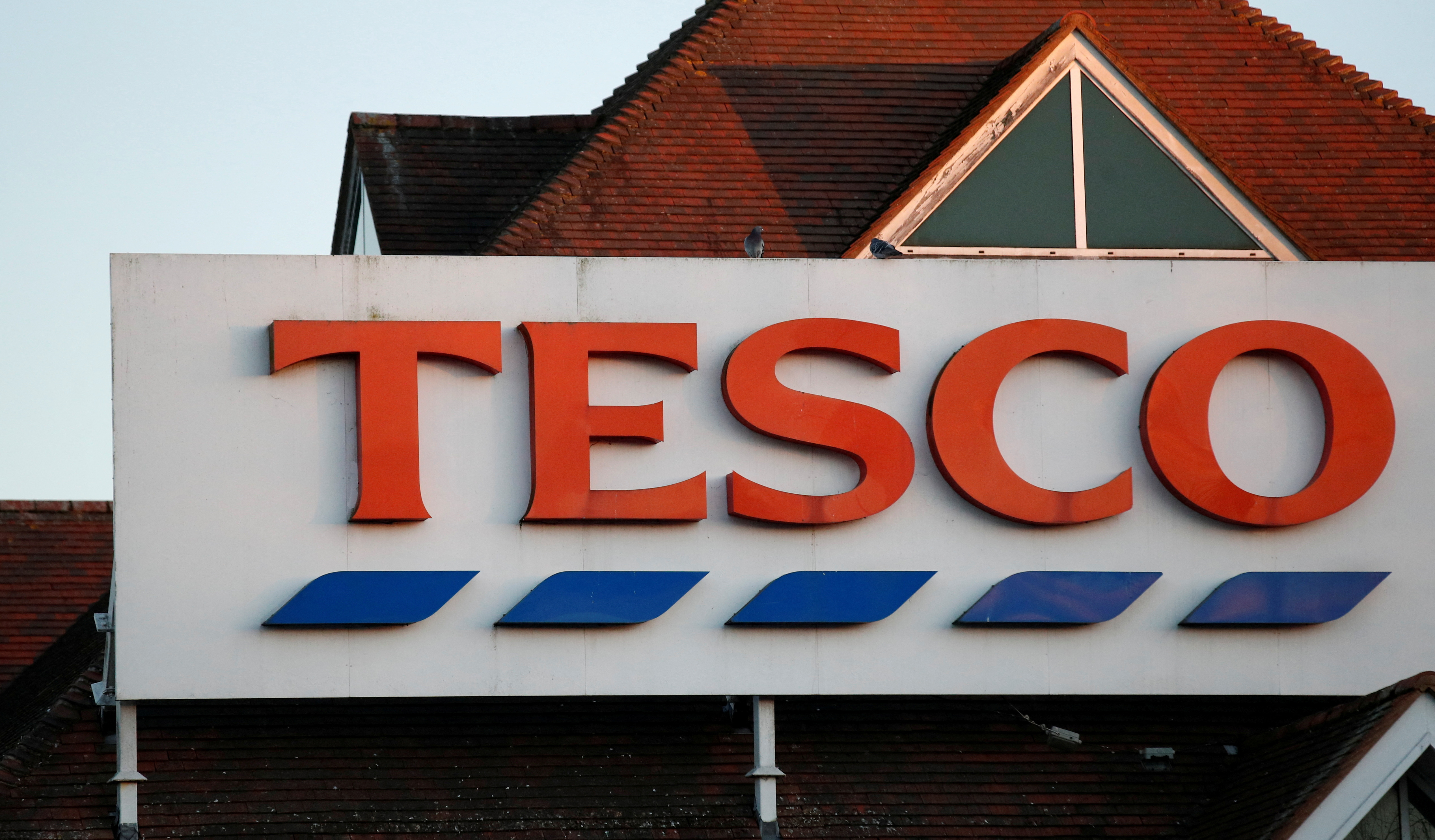 General view of a Tesco Extra store sign in Bletchley