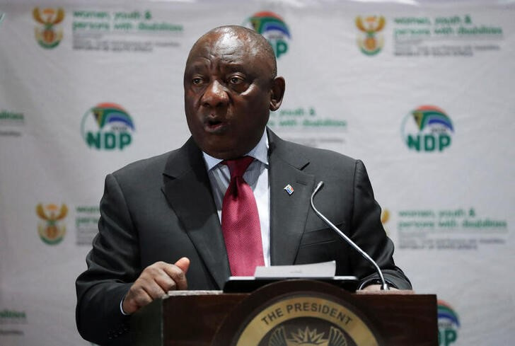 South African President Cyril Ramaphosa speaks at the Summit on Economic Empowerment for Persons with Disabilities in Johannesburg