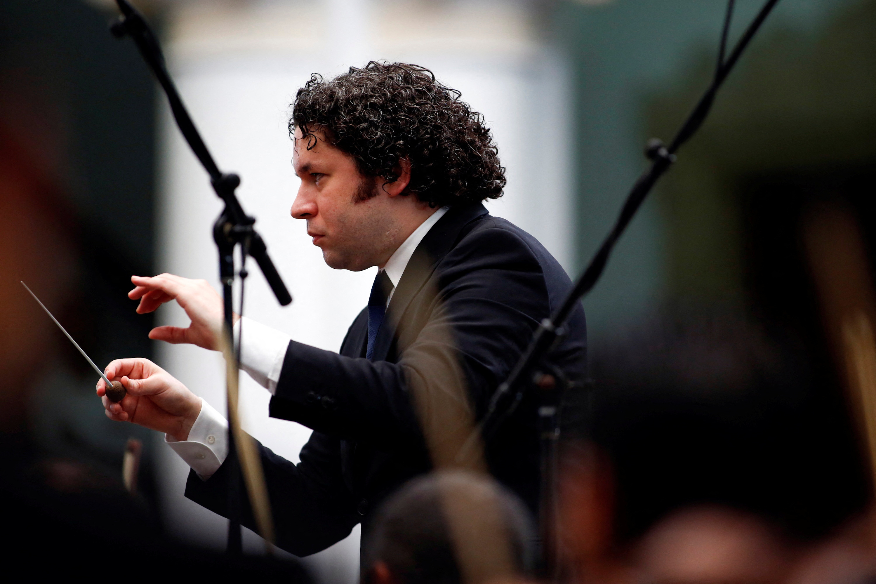 Gustavo Dudamel conducts a concert at the foreign ministry headquarters in Caracas