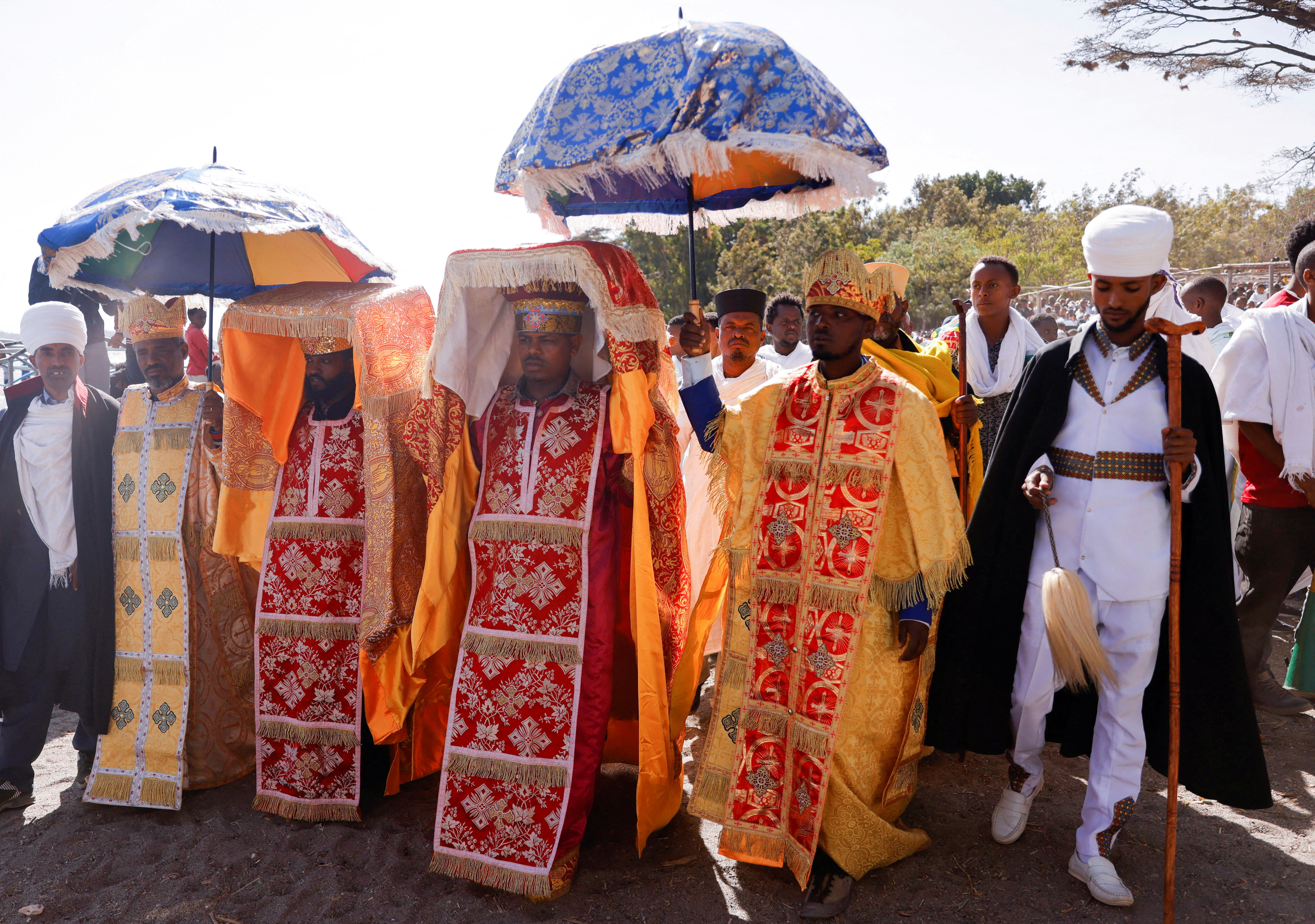 Ethiopian Orthodox faithful attend Epiphany celebration to commemorate the baptism of Jesus Christ on Lake Dambal in Batu town of Oromia Region