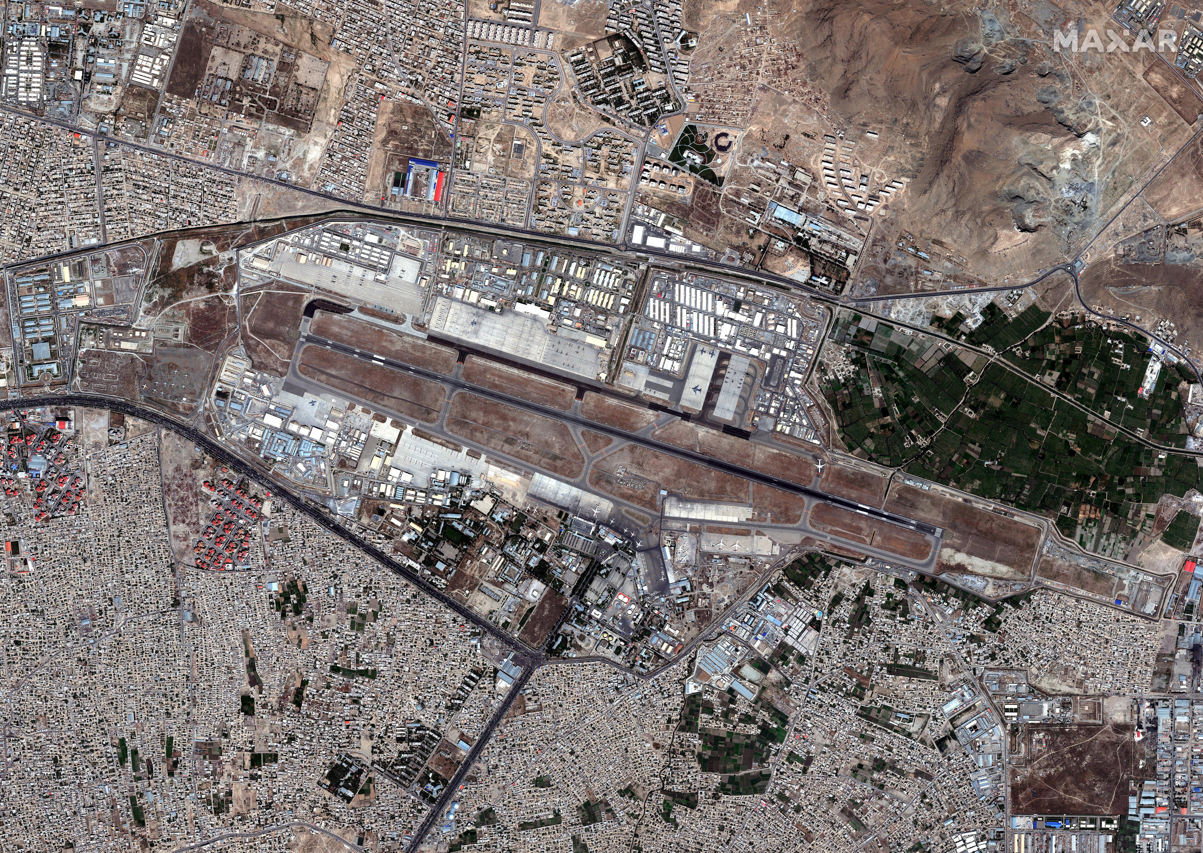 An overview of Kabul's airport in Afghanistan