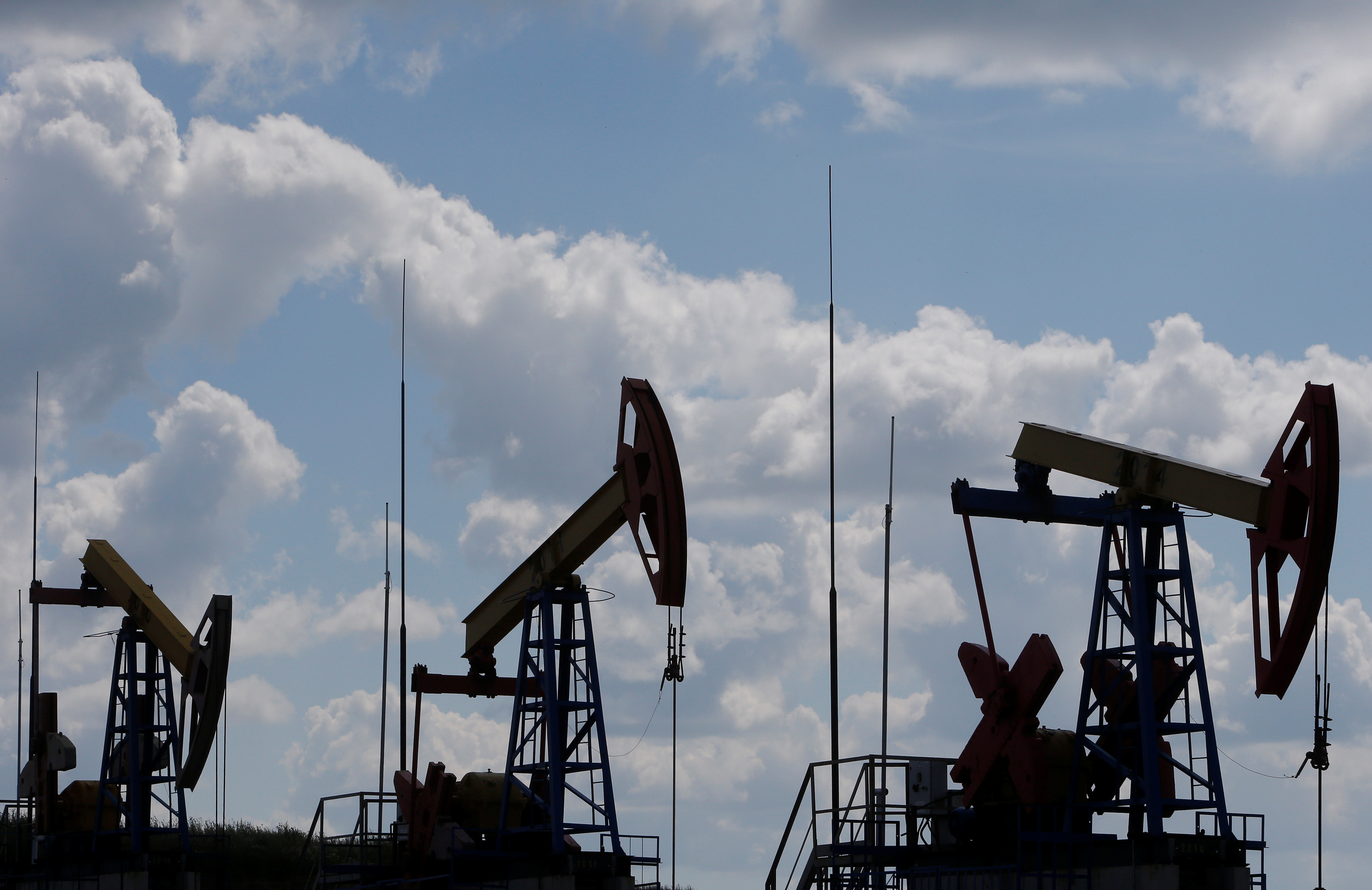 Pump jacks are seen at the Ashalchinskoye oil field owned by Russia's oil producer Tatneft near Almetyevsk
