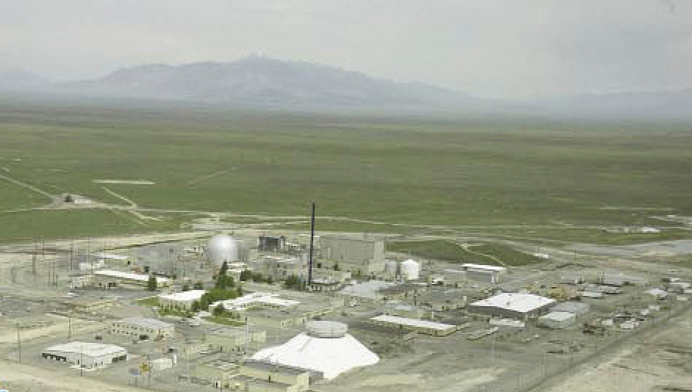 Undated publicity photograph shows the "material and fuels complex" facility at the The Idaho National Laboratory